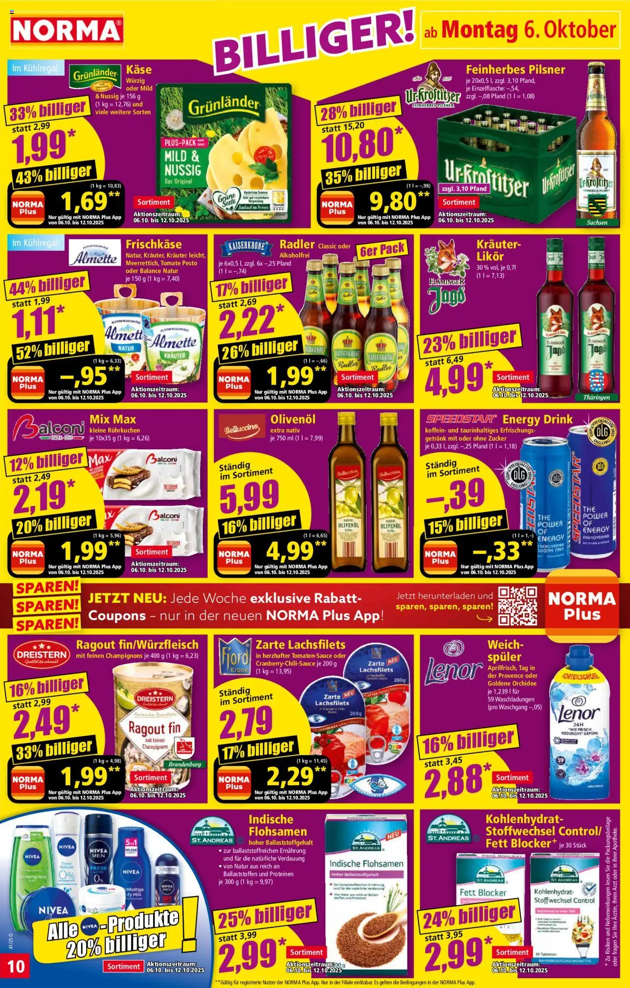 Norma Prospekt 	 – gültig ab 06.10.2025 | Seite: 10 | Produkte: Orchidee, Olivenol, Grunlander, Zucker