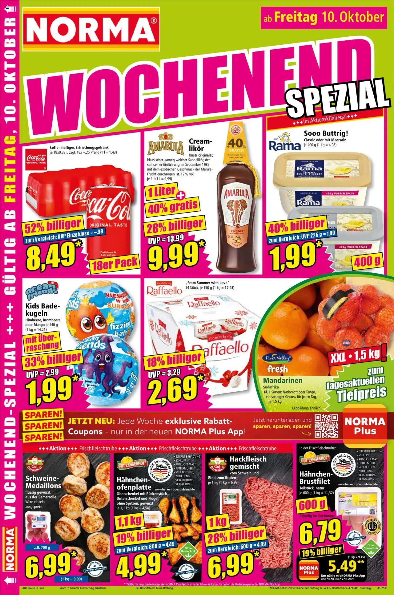 Norma Prospekt 	 – gültig ab 06.10.2025 | Seite: 16 | Produkte: Raffaello, Hahnchen, Coca cola, Hackfleisch