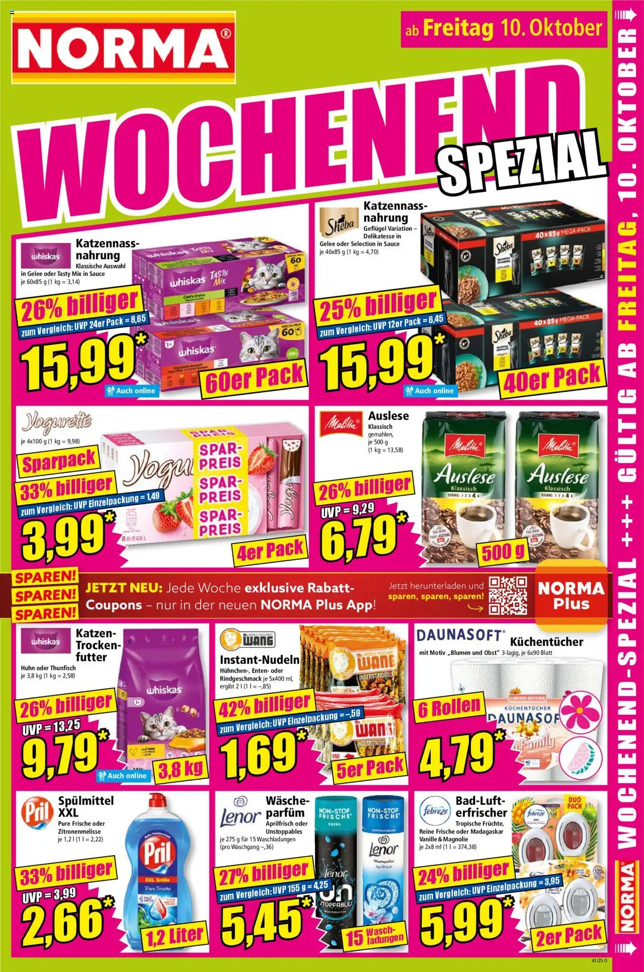 Norma Prospekt 	 – gültig ab 06.10.2025 | Seite: 15 | Produkte: Sheba, Thunfisch, Obst, Whiskas