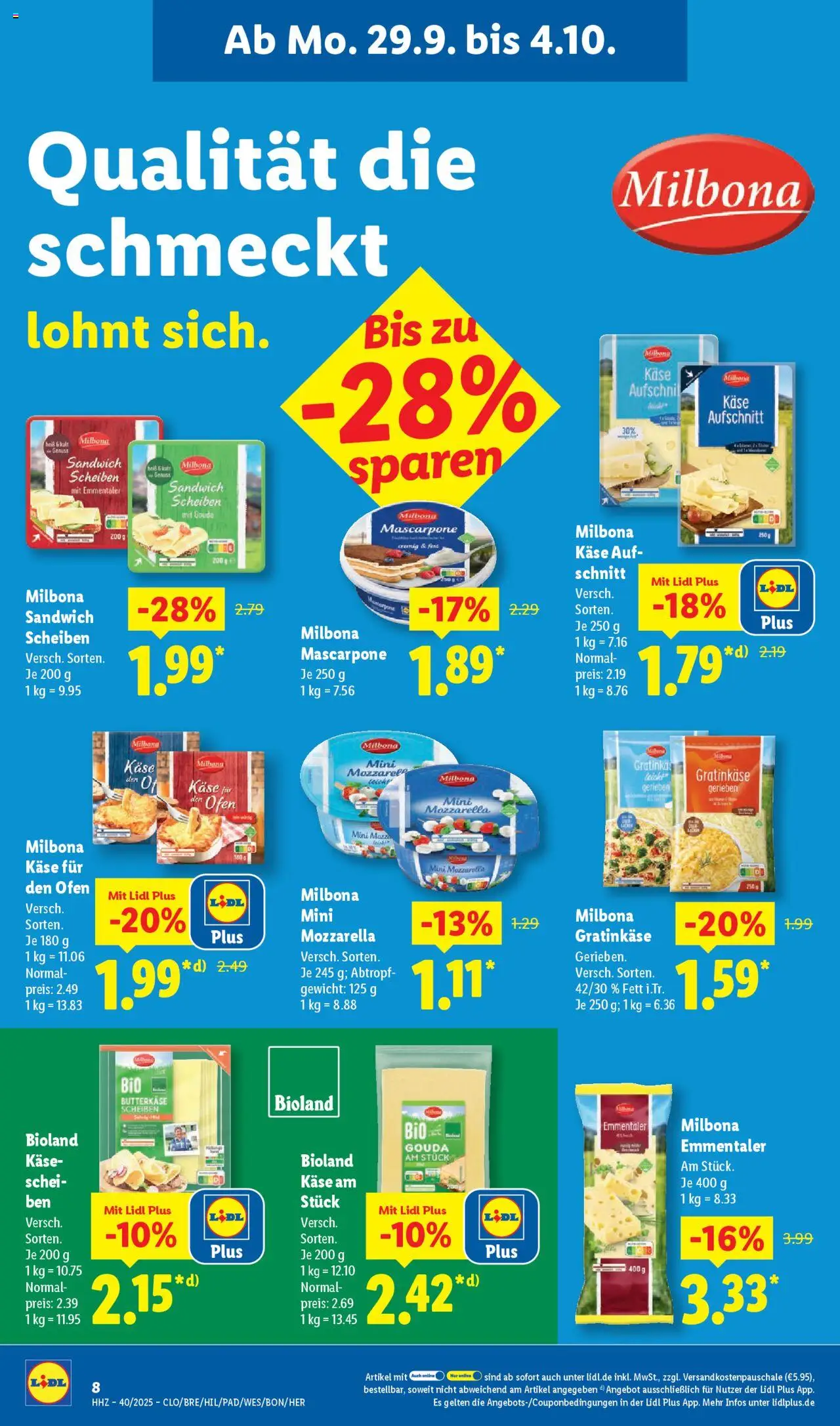 Lidl Prospekt Bestwig – gültig ab 29.09.2025 | Seite: 20 | Produkte: Ofen, Gewicht, Käse, Mascarpone
