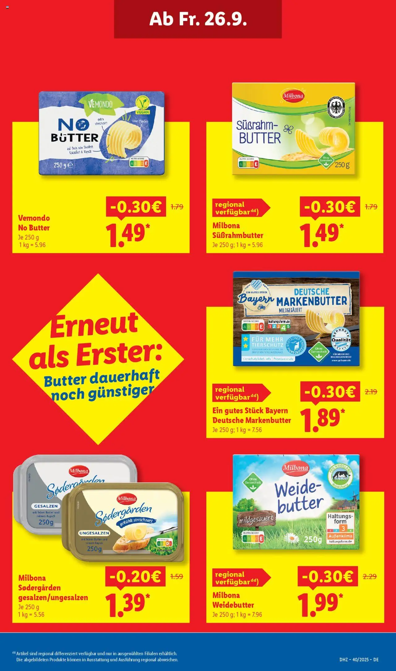 Lidl Prospekt Gundelsheim – gültig ab 29.09.2025 | Seite: 3 | Produkte: Milch, Butter, Rapsöl