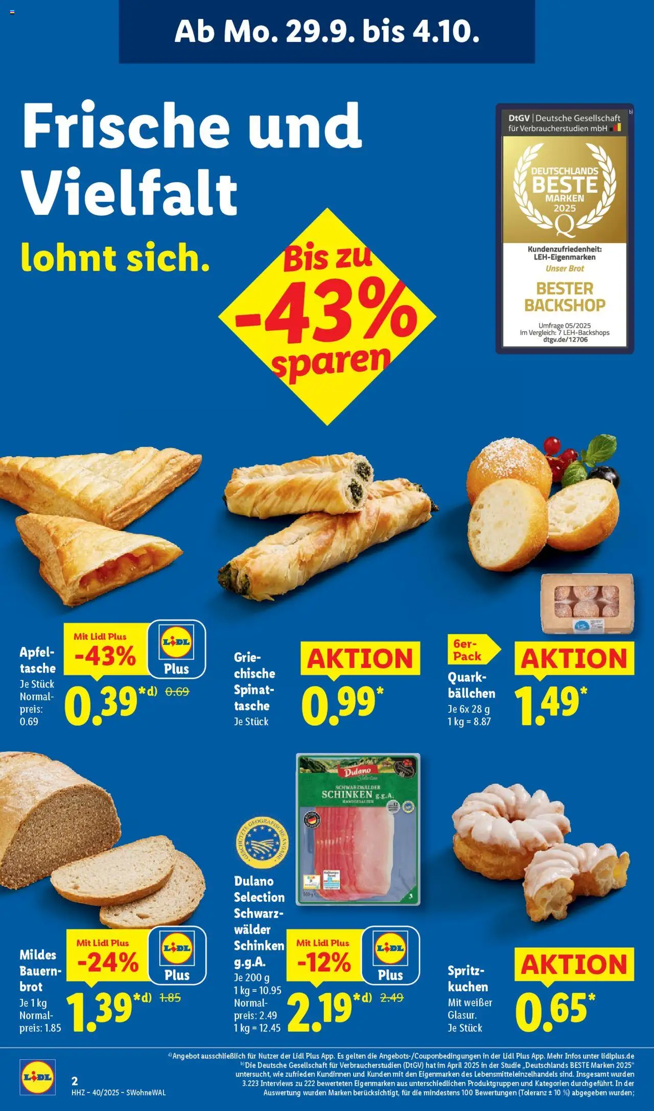 Lidl Prospekt Gundelsheim – gültig ab 29.09.2025 | Seite: 10 | Produkte: Tasche, Quark, Äpfel, Kuchen