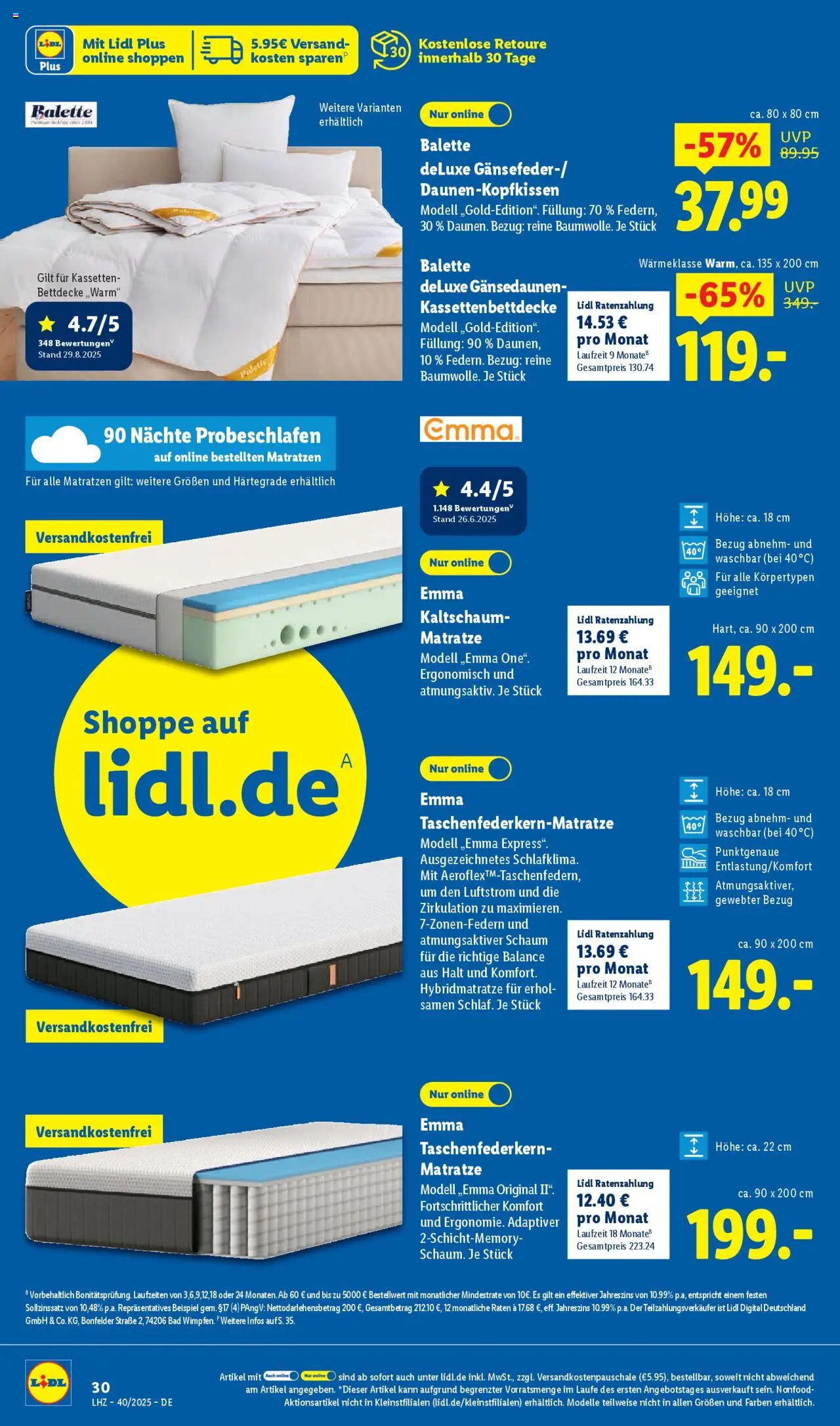 Lidl Prospekt Gundelsheim – gültig ab 29.09.2025 | Seite: 42 | Produkte: Matratze, Bad, Bettdecke