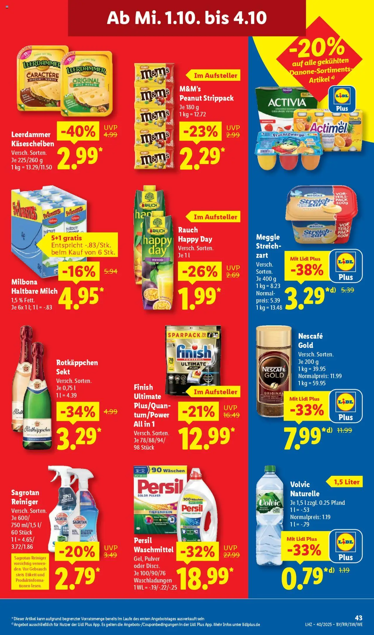 Lidl Prospekt Gundelsheim – gültig ab 29.09.2025 | Seite: 63 | Produkte: Nescafe, Haltbare milch, Leerdammer, Volvic