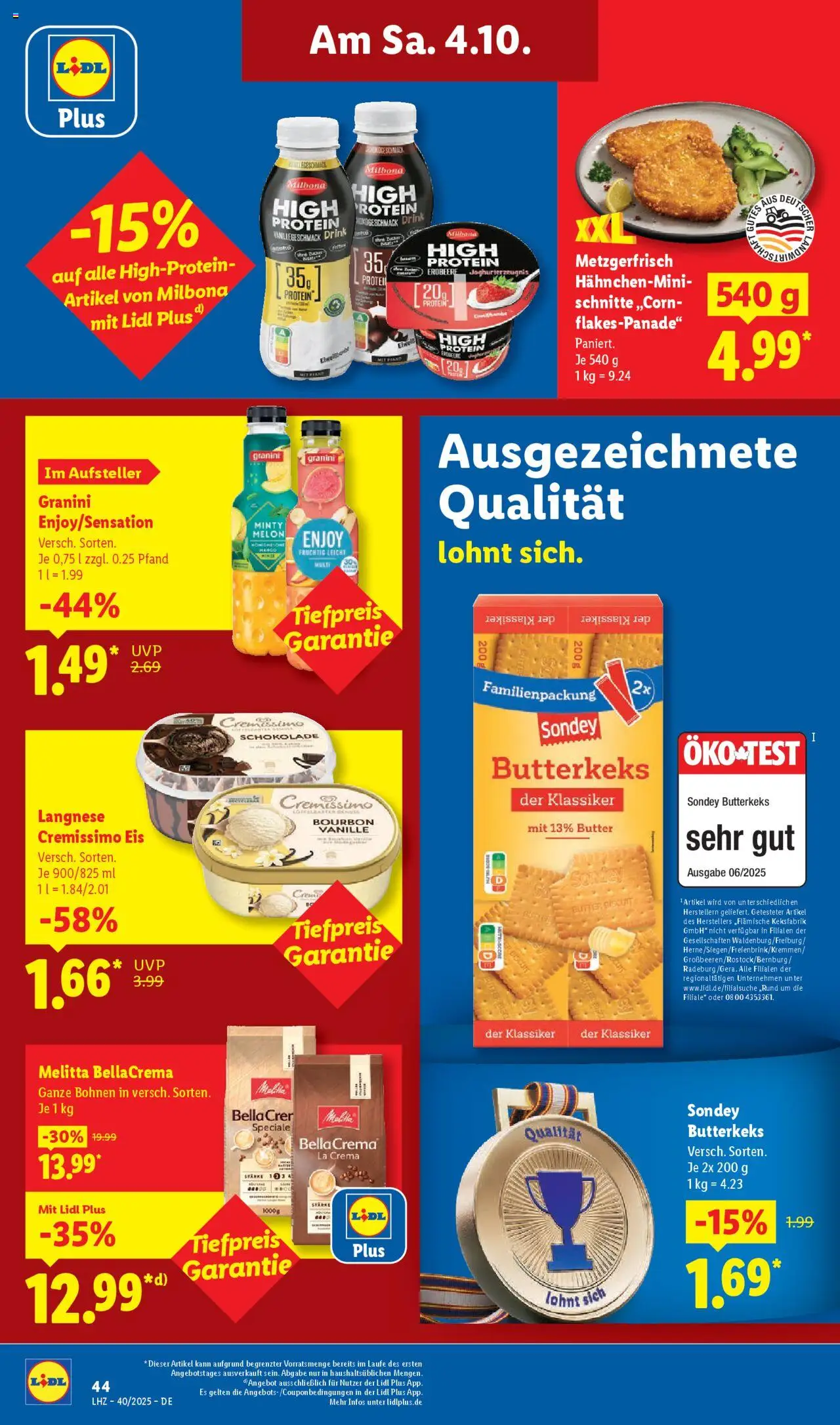 Lidl Prospekt Gundelsheim – gültig ab 29.09.2025 | Seite: 64 | Produkte: Butter, Schokolade, Bourbon, Eis