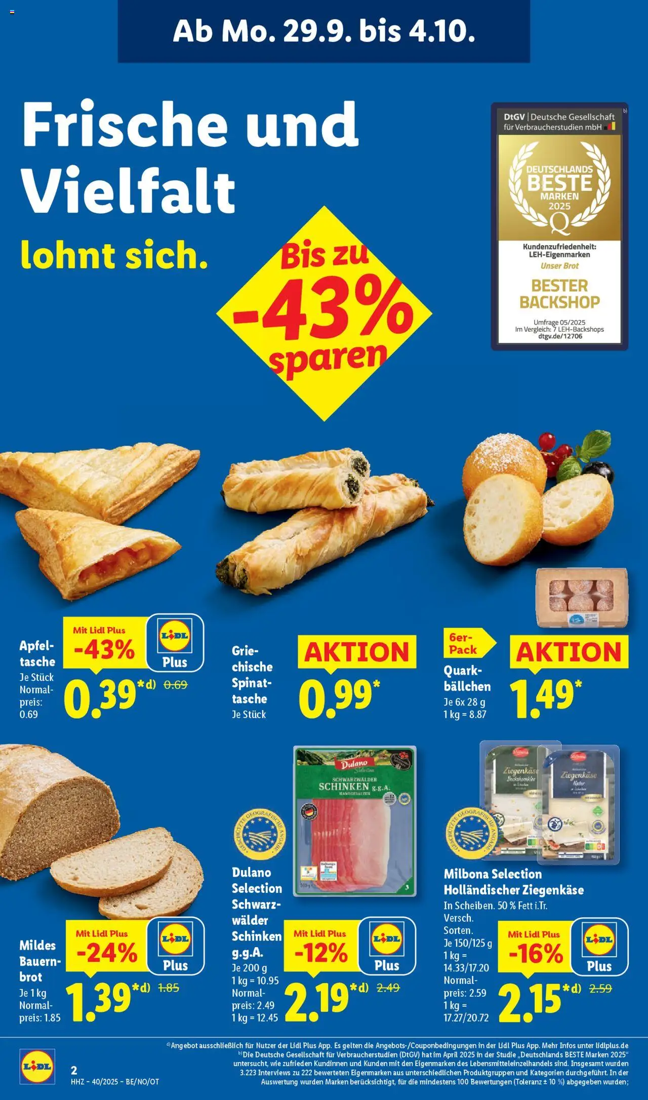 Lidl Prospekt Grimma – gültig ab 29.09.2025 | Seite: 10 | Produkte: Tasche, Quark, Ziegenkäse, Brot