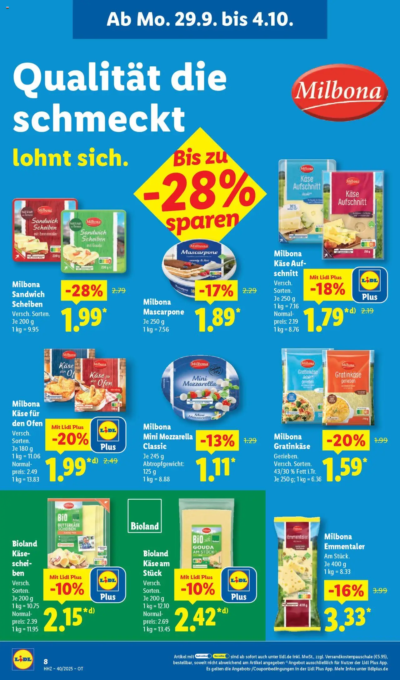 Lidl Prospekt Grimma – gültig ab 29.09.2025 | Seite: 20 | Produkte: Käse, Mascarpone, Mozzarella, Gouda