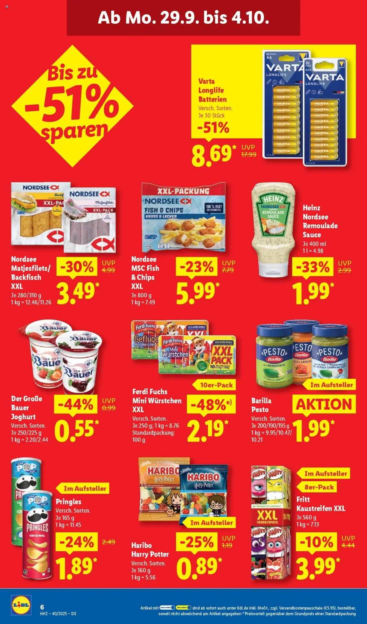Lidl Prospekt Uffenheim – gültig ab 29.09.2025 | Seite: 16 | Produkte: Batterien, Joghurt, Barilla, Pringles