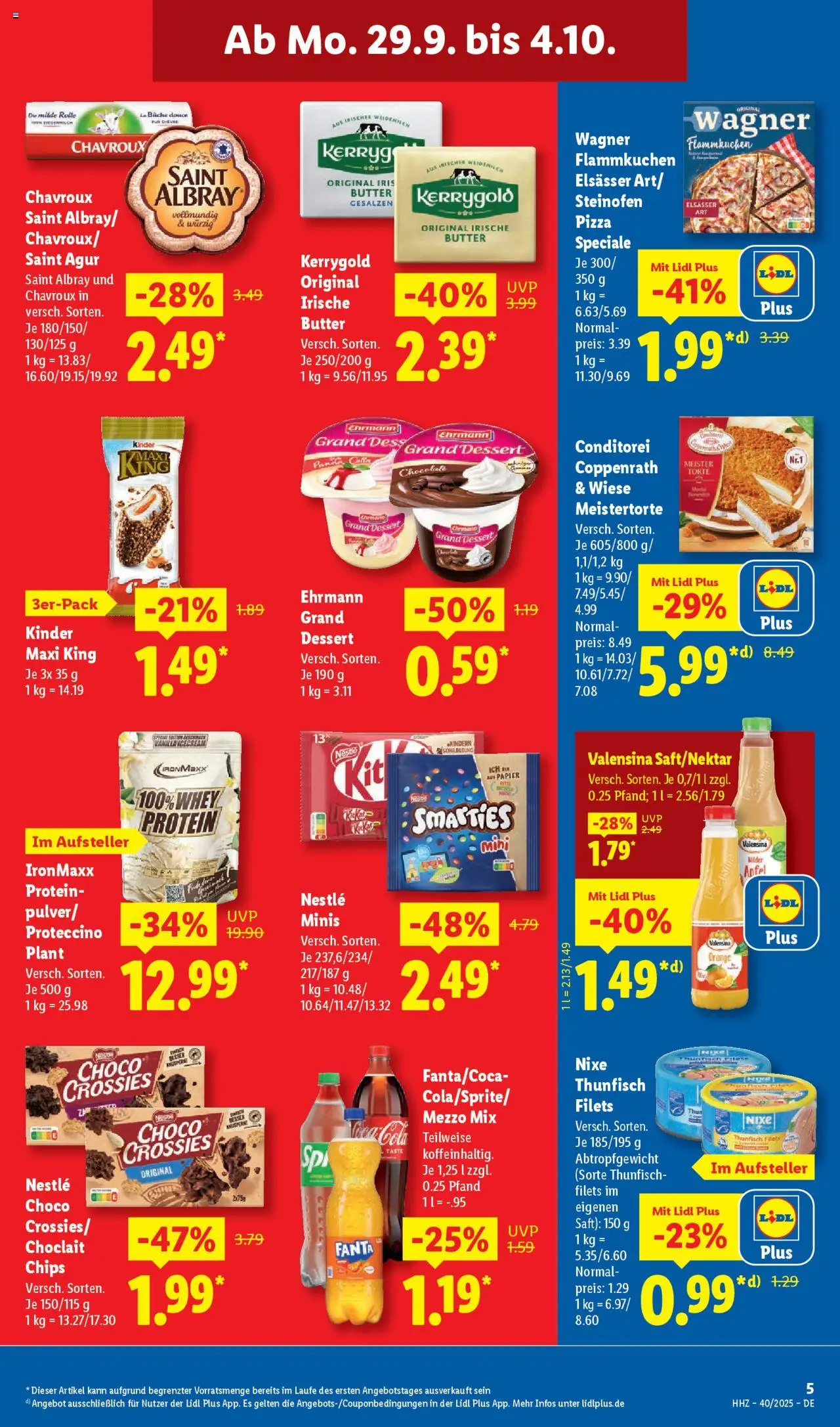 Lidl Prospekt Uffenheim – gültig ab 29.09.2025 | Seite: 15 | Produkte: Cola, Thunfisch, Smarties, Saft