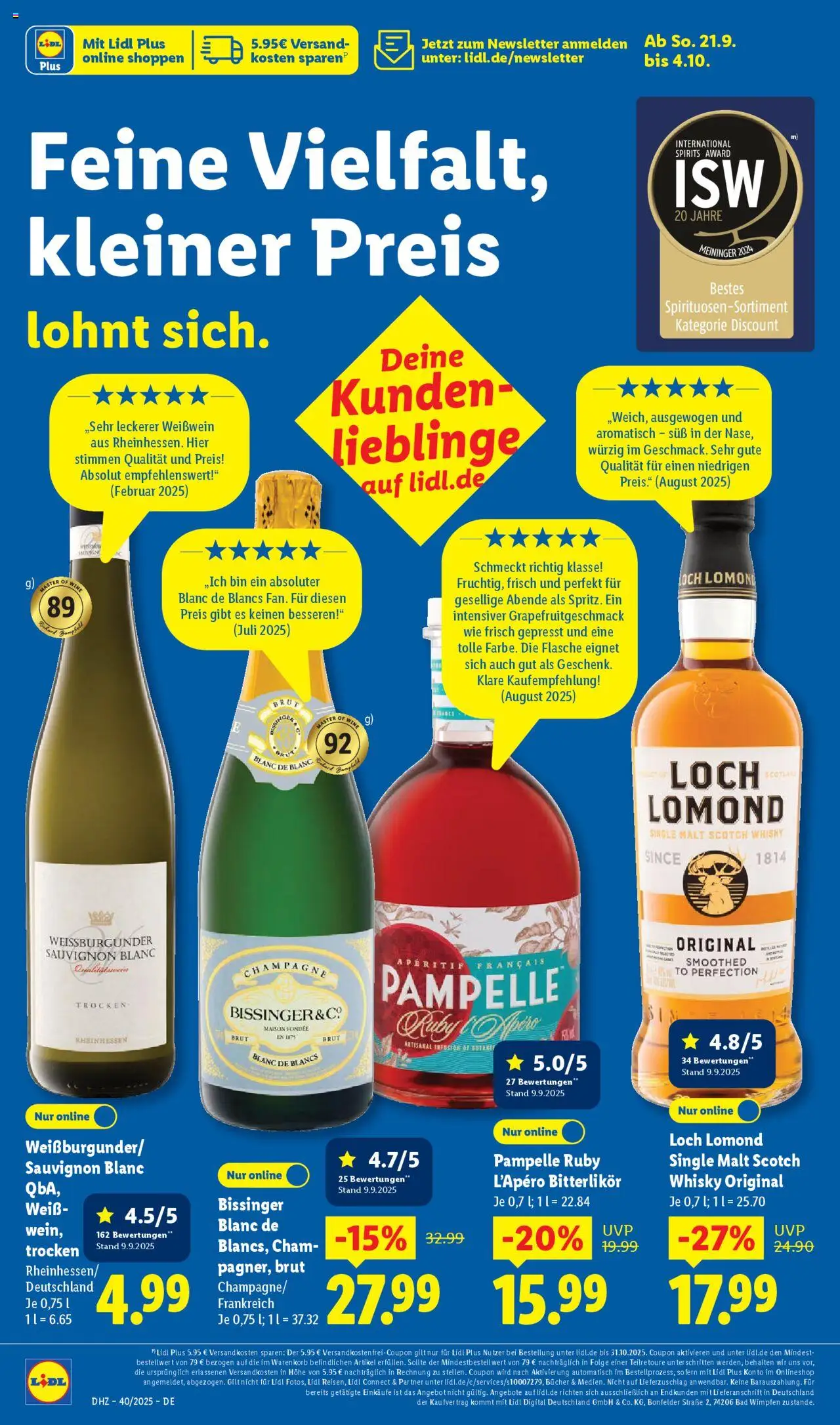 Lidl Prospekt Uffenheim – gültig ab 29.09.2025 | Seite: 58 | Produkte: Whisky, Weißwein, Bad