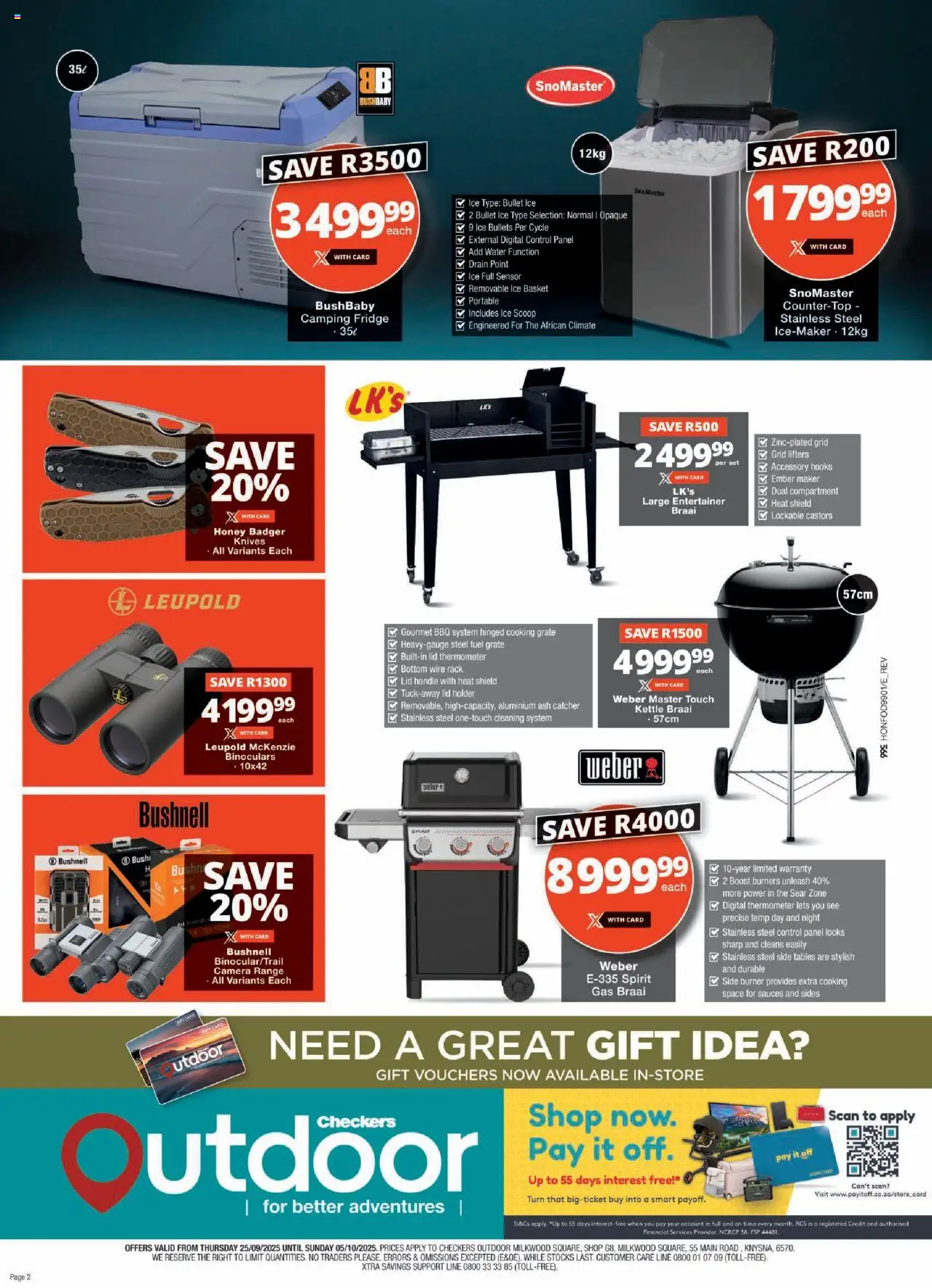 New Checkers catalogue – valid from 25.09.2025 | Page: 2 | Products: Camera, Thermometer, Fridge, Water
