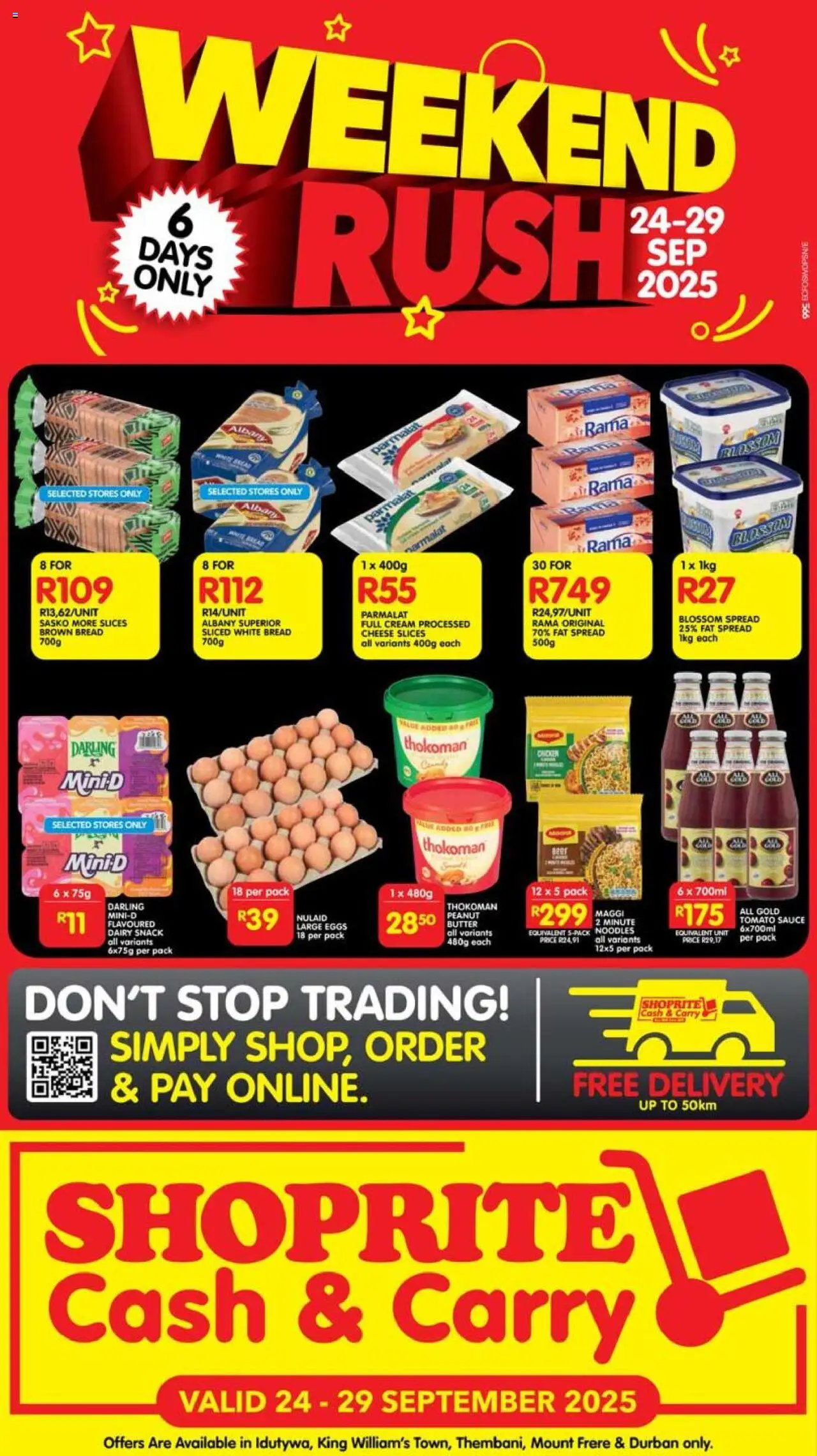 New Shoprite catalogue – valid from 24.09.2025 | Page: 1 | Products: Cheese, Bread, Cream, Sauce