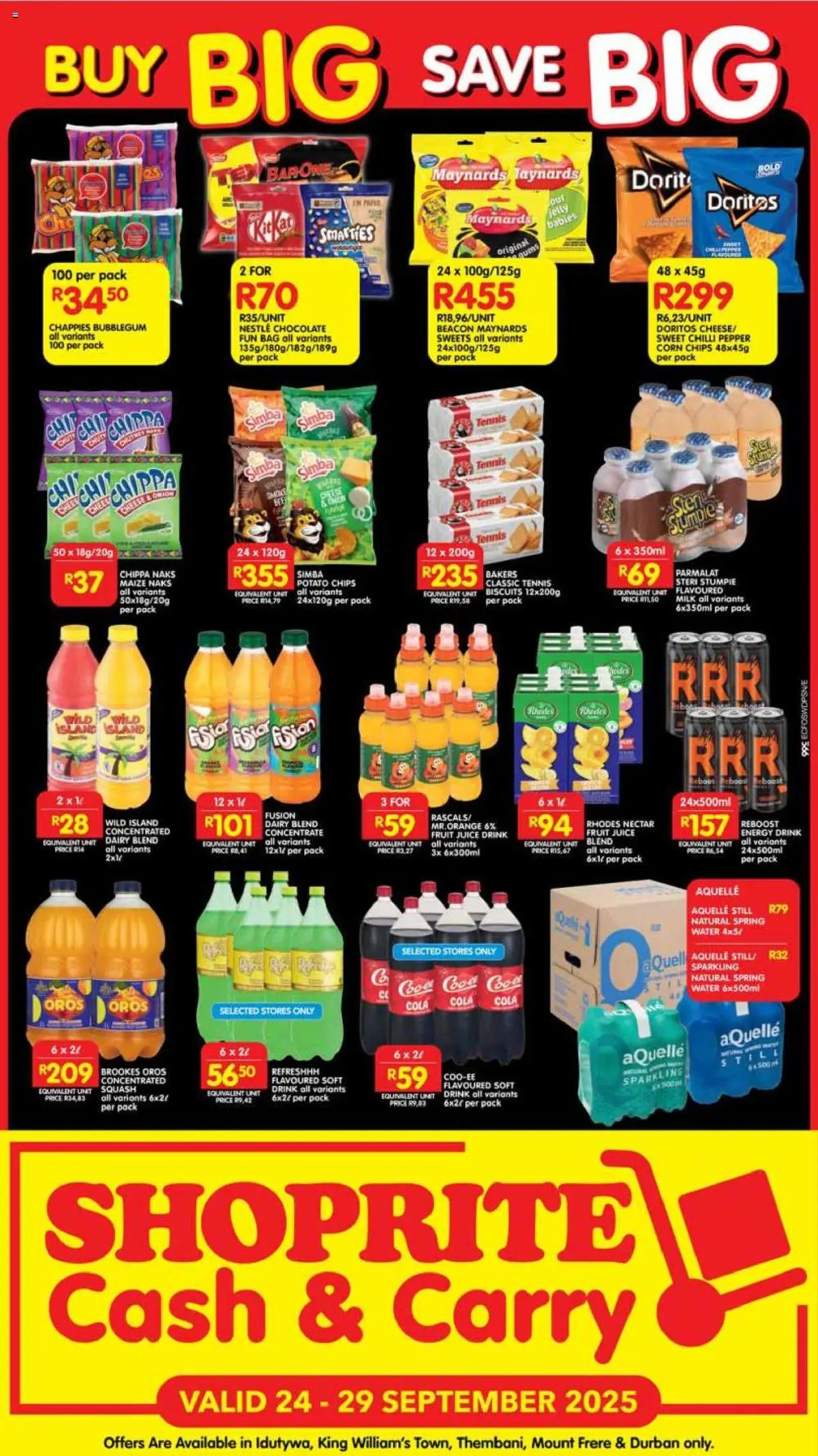 New Shoprite catalogue – valid from 24.09.2025 | Page: 3 | Products: Sweets, Chips, Water, Chilli