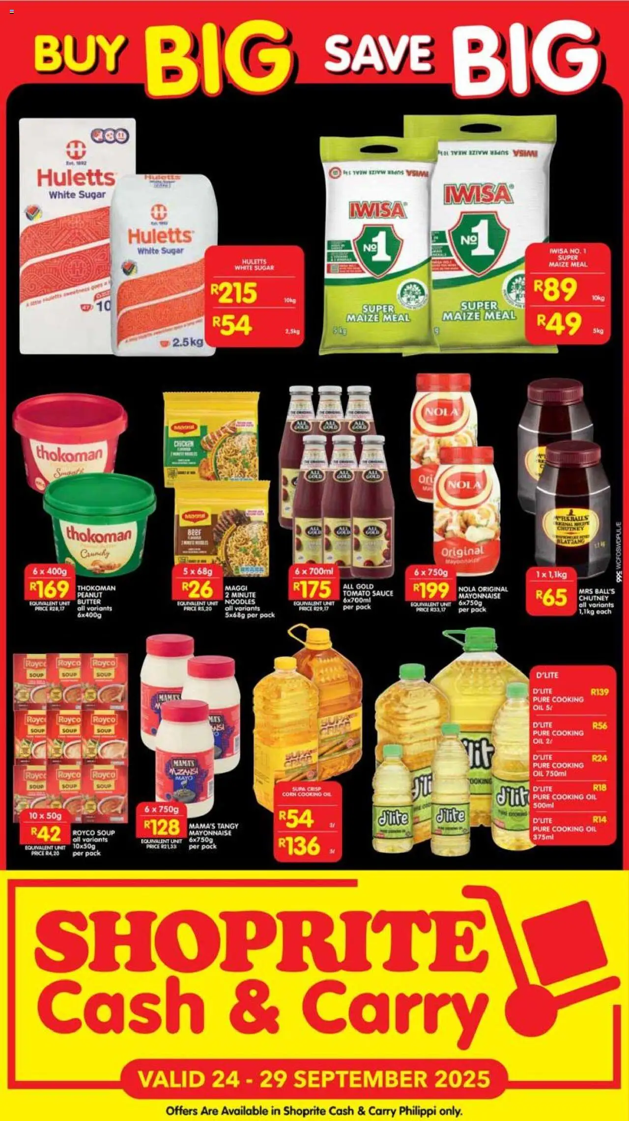 New Shoprite catalogue – valid from 24.09.2025 | Page: 2 | Products: Corn, Noodles, Tomato sauce, Mayonnaise