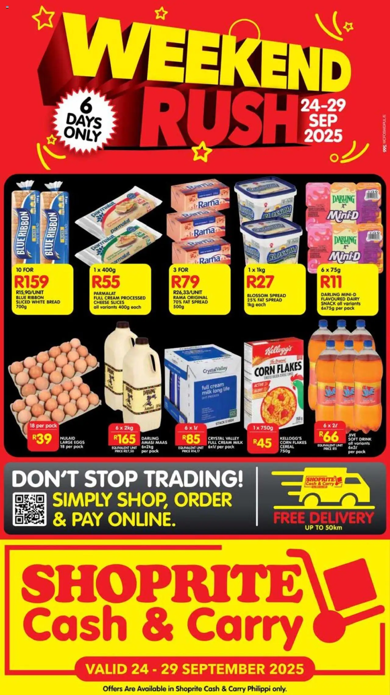 New Shoprite catalogue – valid from 24.09.2025 | Page: 1 | Products: Cheese, Eggs, Bread, Flakes