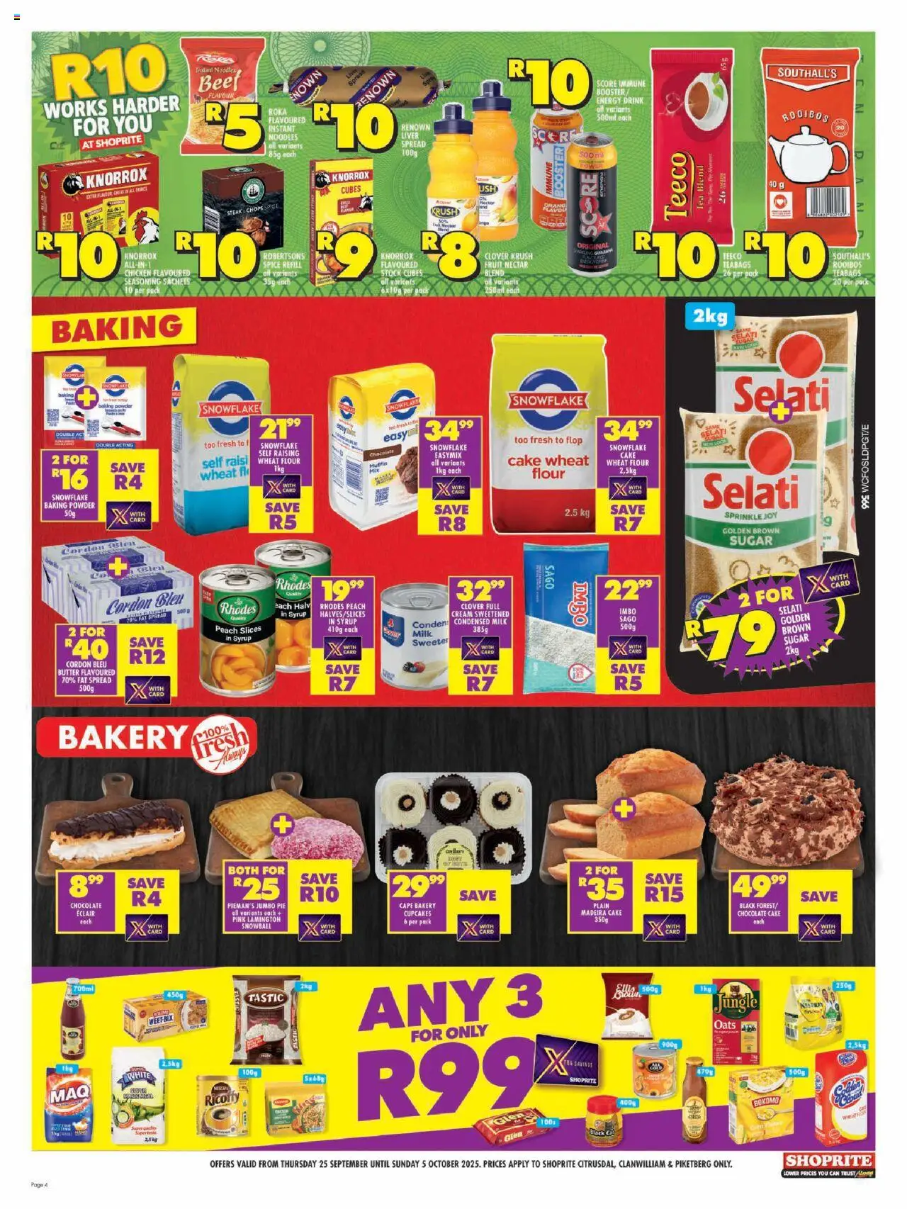 New Shoprite catalogue – valid from 25.09.2025 | Page: 4 | Products: Drone, Chicken, Seasoning, Fat spread