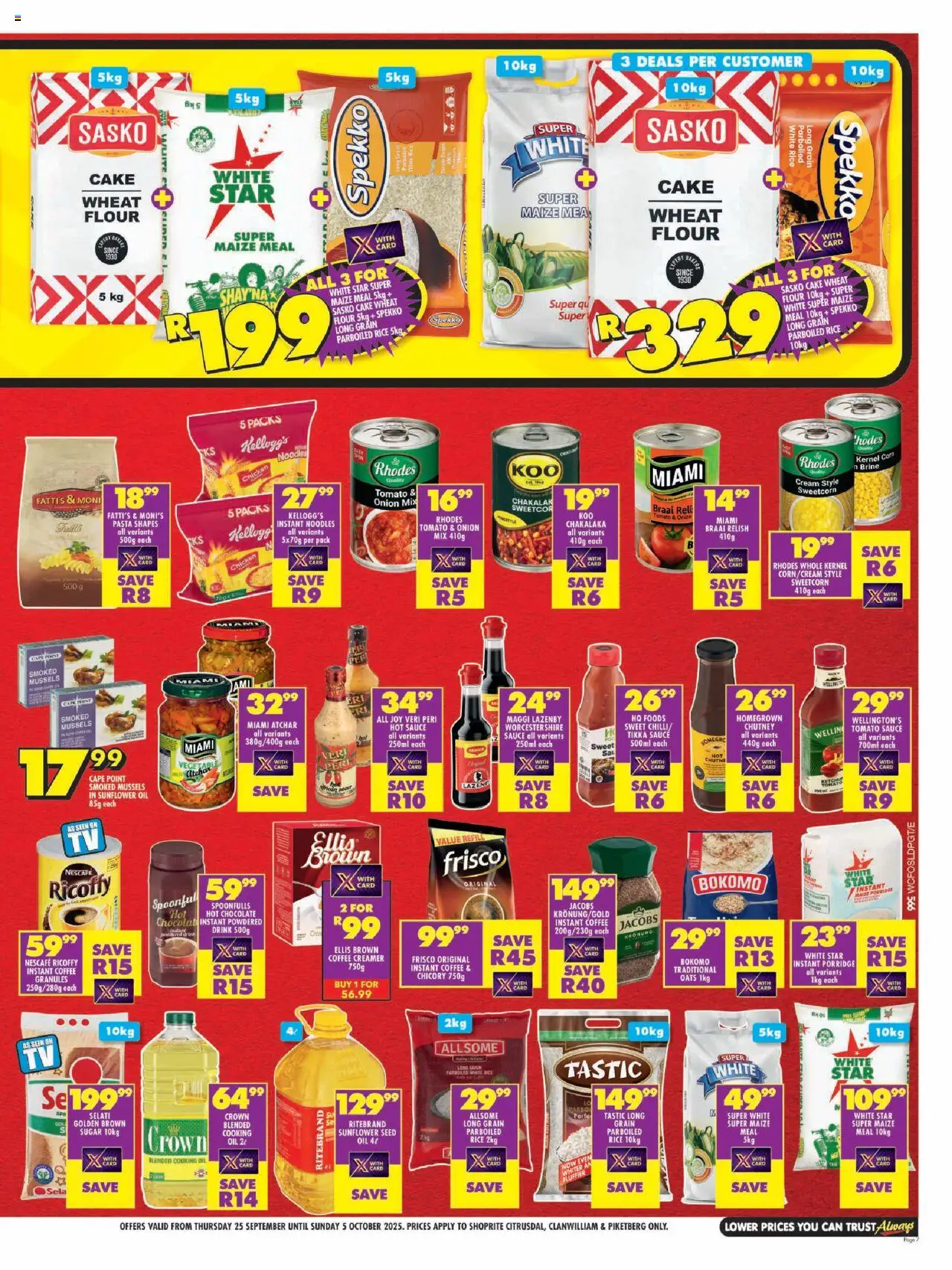 New Shoprite catalogue – valid from 25.09.2025 | Page: 7 | Products: Flour, Chutney, Noodles, Tomato sauce