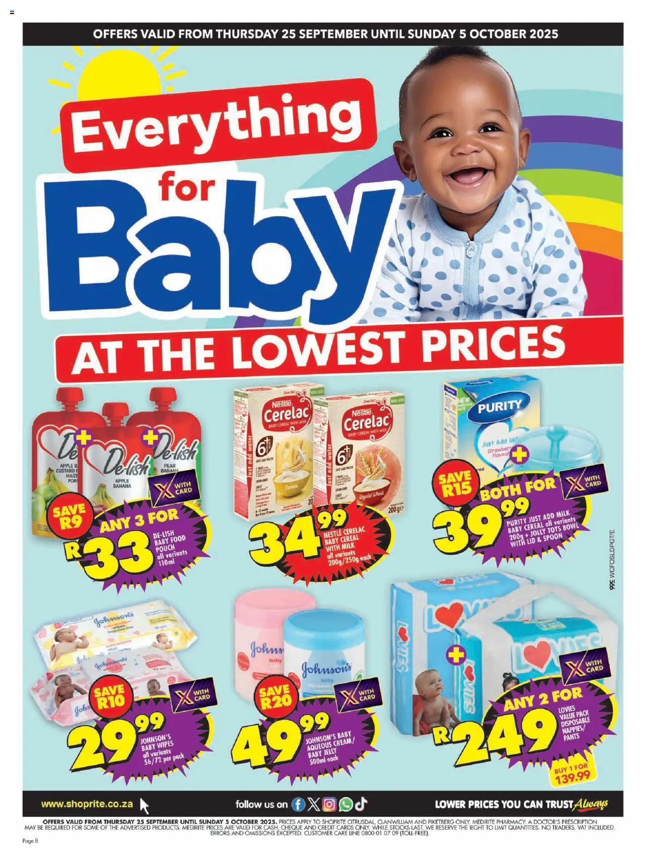 New Shoprite catalogue – valid from 25.09.2025 | Page: 8 | Products: Pants, Custard, Bowl, Lock