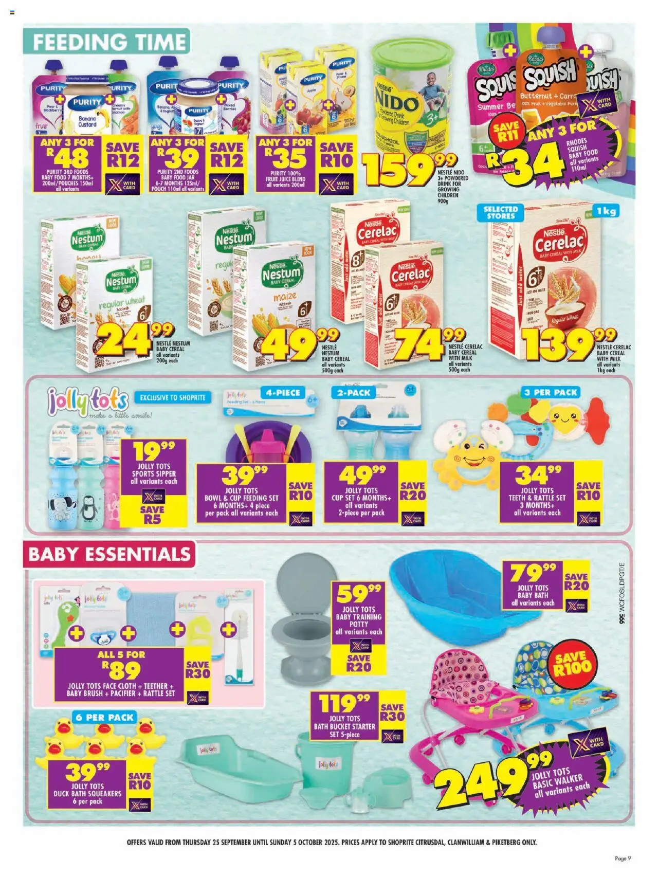 New Shoprite catalogue – valid from 25.09.2025 | Page: 9 | Products: Bowl, Bath, Juice, Baby food