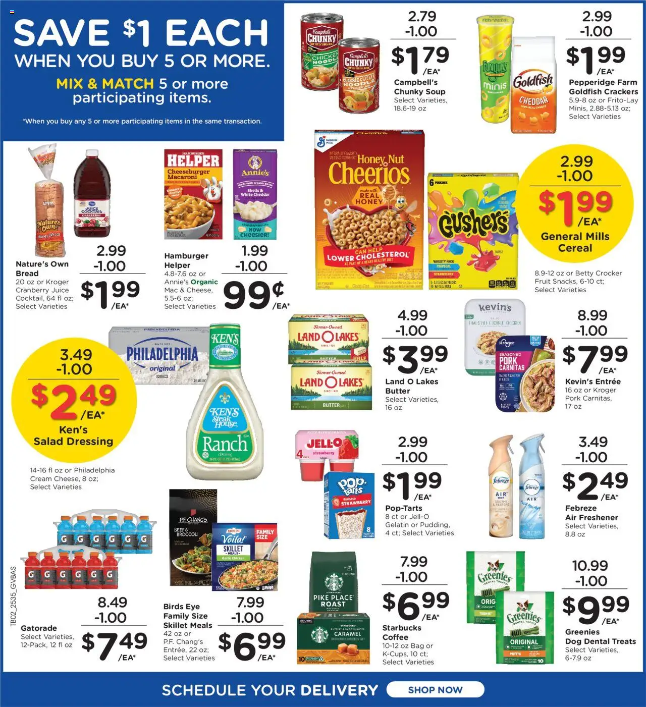 Kroger Ad - valid from 01.10.2025 | Page: 3 | Products: Bread, Coffee, Pasta, Cream