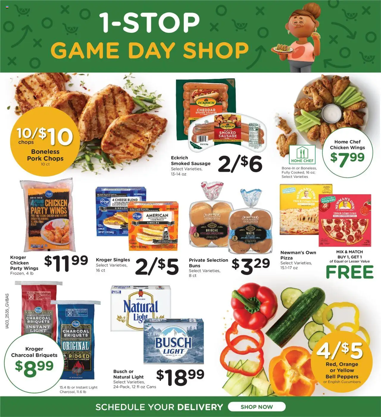 Kroger Ad - valid from 01.10.2025 | Page: 8 | Products: Peppers, Pizza, Cucumbers, Game