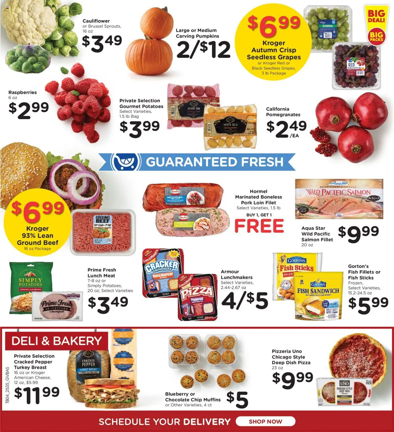 Kroger Ad - valid from 01.10.2025 | Page: 9 | Products: Bakery, Fish, Pepper, Grapes