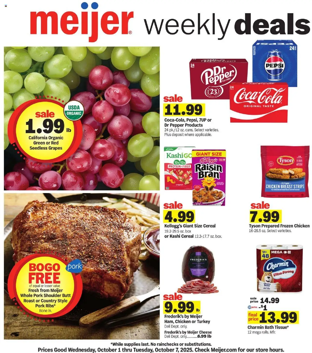 Meijer Weekly Ad - valid from 01.10.2025 | Page: 1 | Products: Box, Bath, Pork, Grapes