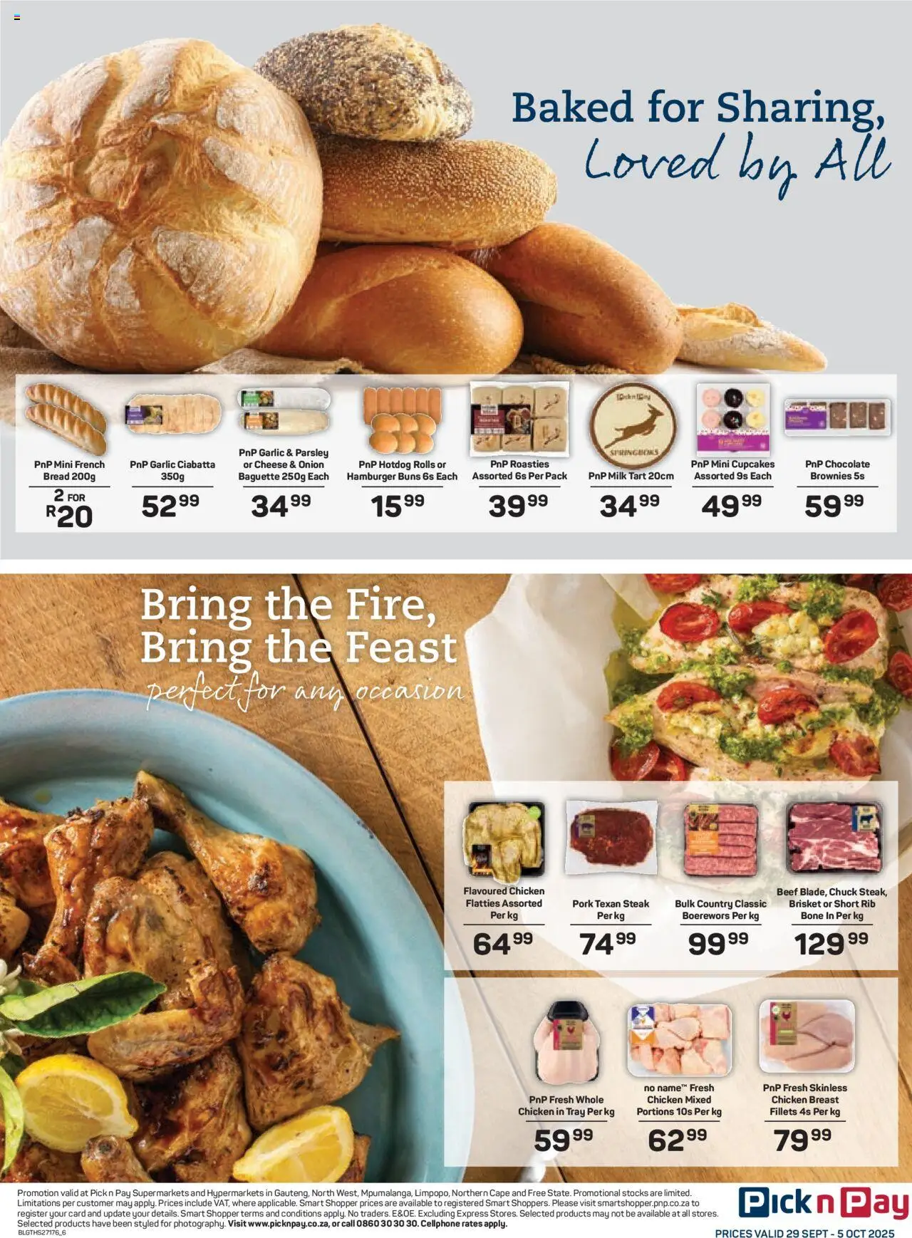 New Pick n Pay catalogue – valid from 29.09.2025 | Page: 6 | Products: Tray, Buns, Boerewors, Bread