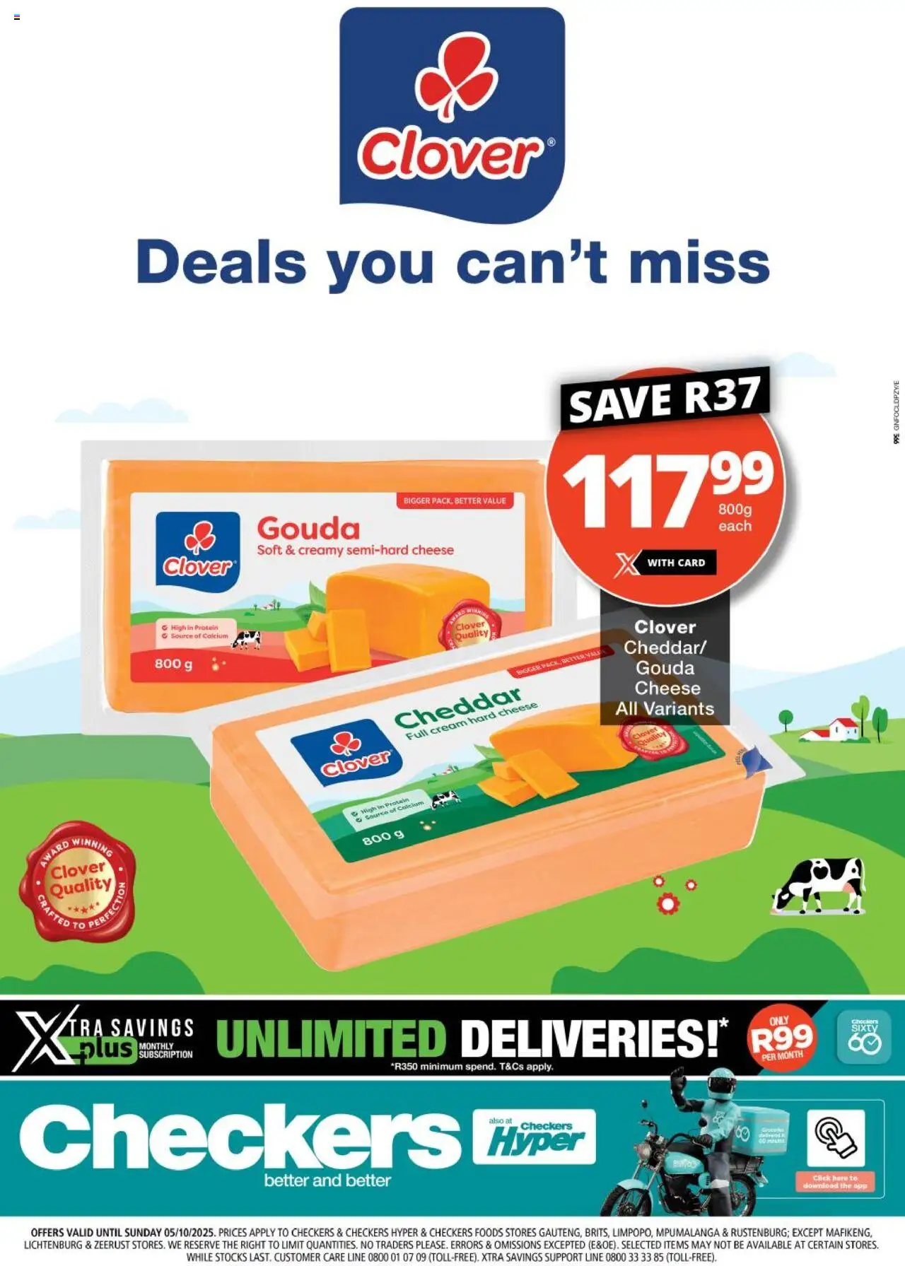New Checkers catalogue – valid from 29.09.2025 | Page: 1 | Products: Detergente líquido, Cheese, Cream