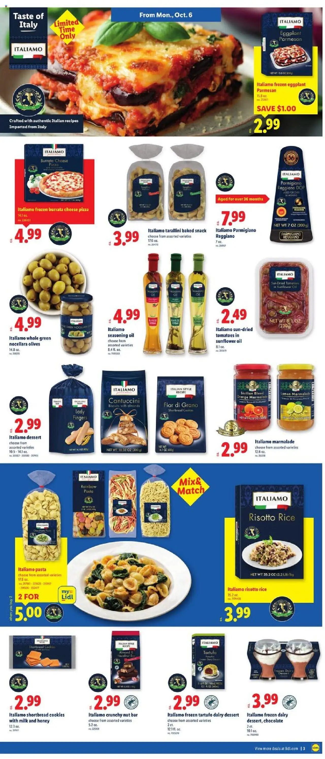Lidl Weekly Ad - VA - valid from 01.10.2025 | Page: 5 | Products: Cheese, Oil, Tomatoes, Eggplant