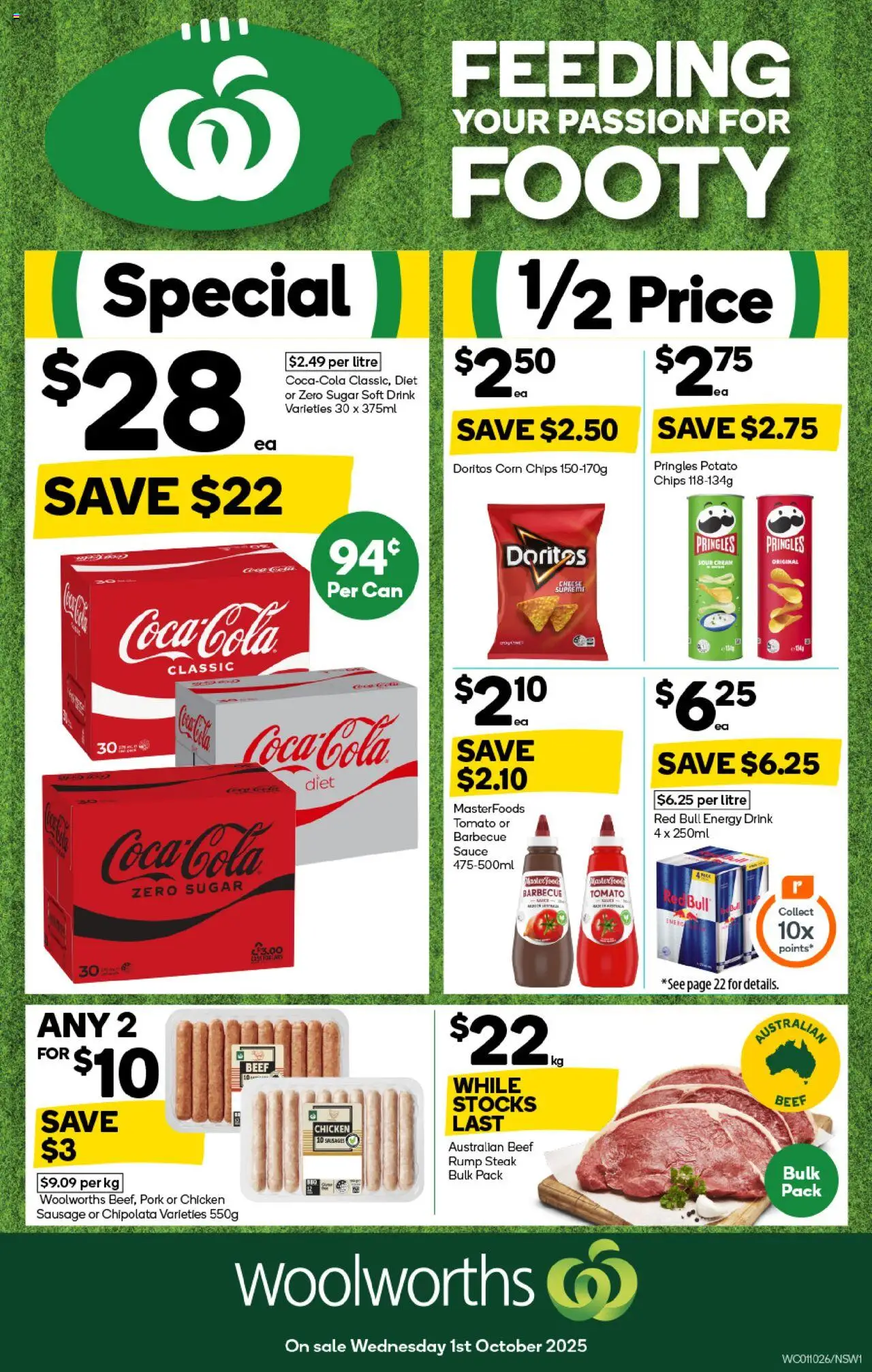 Woolworths catalogue - valid from 01.10.2025 | Page: 1 | Products: Chicken, Sour cream, Sauce, Sausage