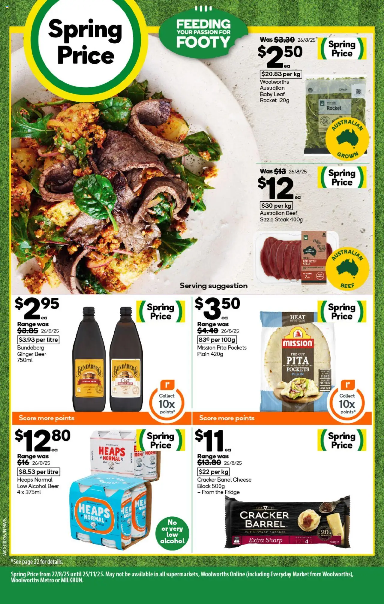 Woolworths catalogue - valid from 01.10.2025 | Page: 8 | Products: Cheese, Beer, Rocket, Fridge
