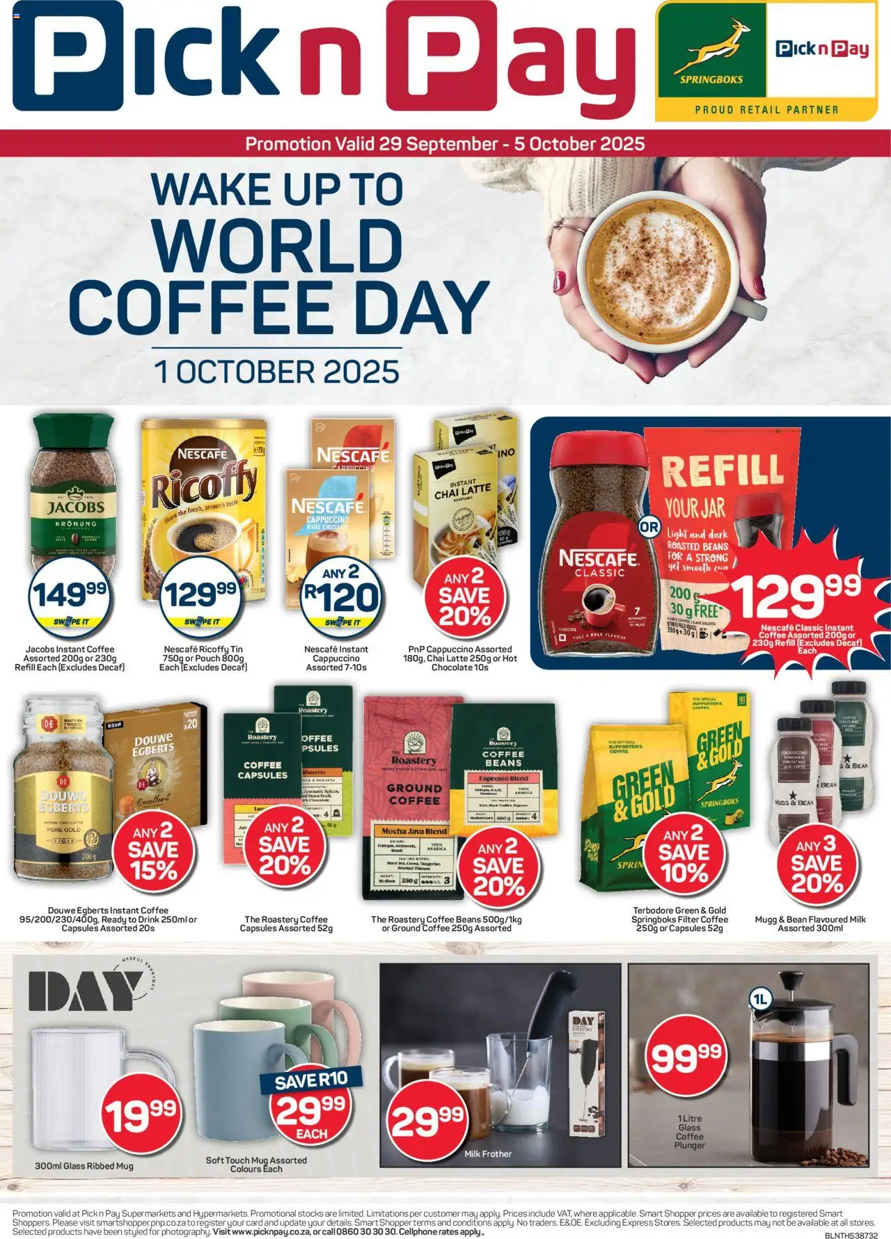 New Pick n Pay catalogue – valid from 29.09.2025 | Page: 1 | Products: Beans, Milk frother, Milk, Light