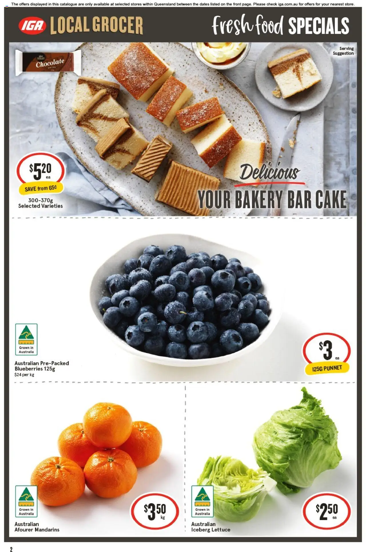 IGA catalogue - valid from 01.10.2025 | Page: 2 | Products: Chocolate, Lettuce, Mandarins, Blueberries