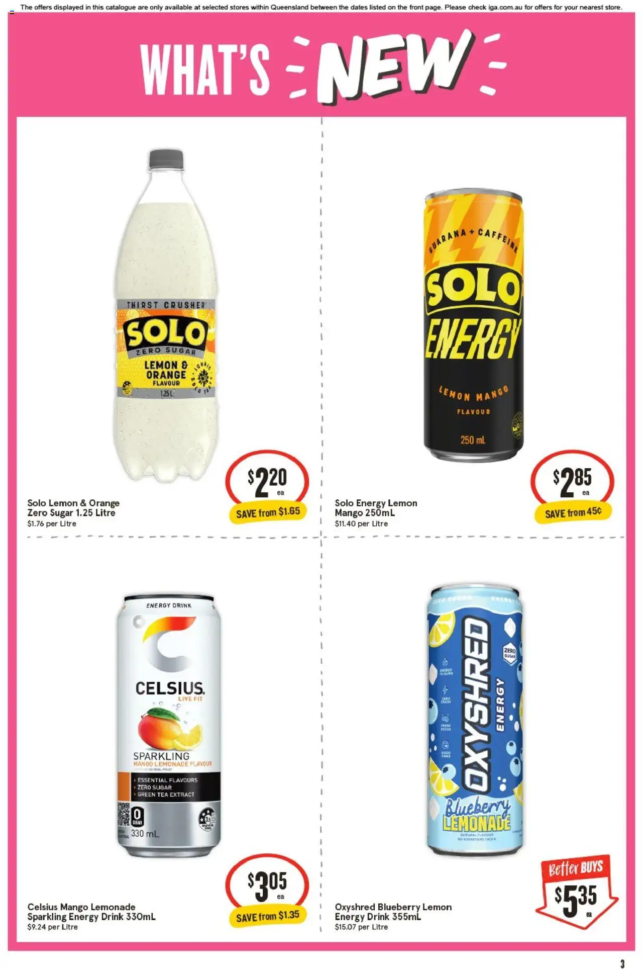 IGA catalogue - valid from 01.10.2025 | Page: 3 | Products: Energy drink, Tea, Sugar, Mango
