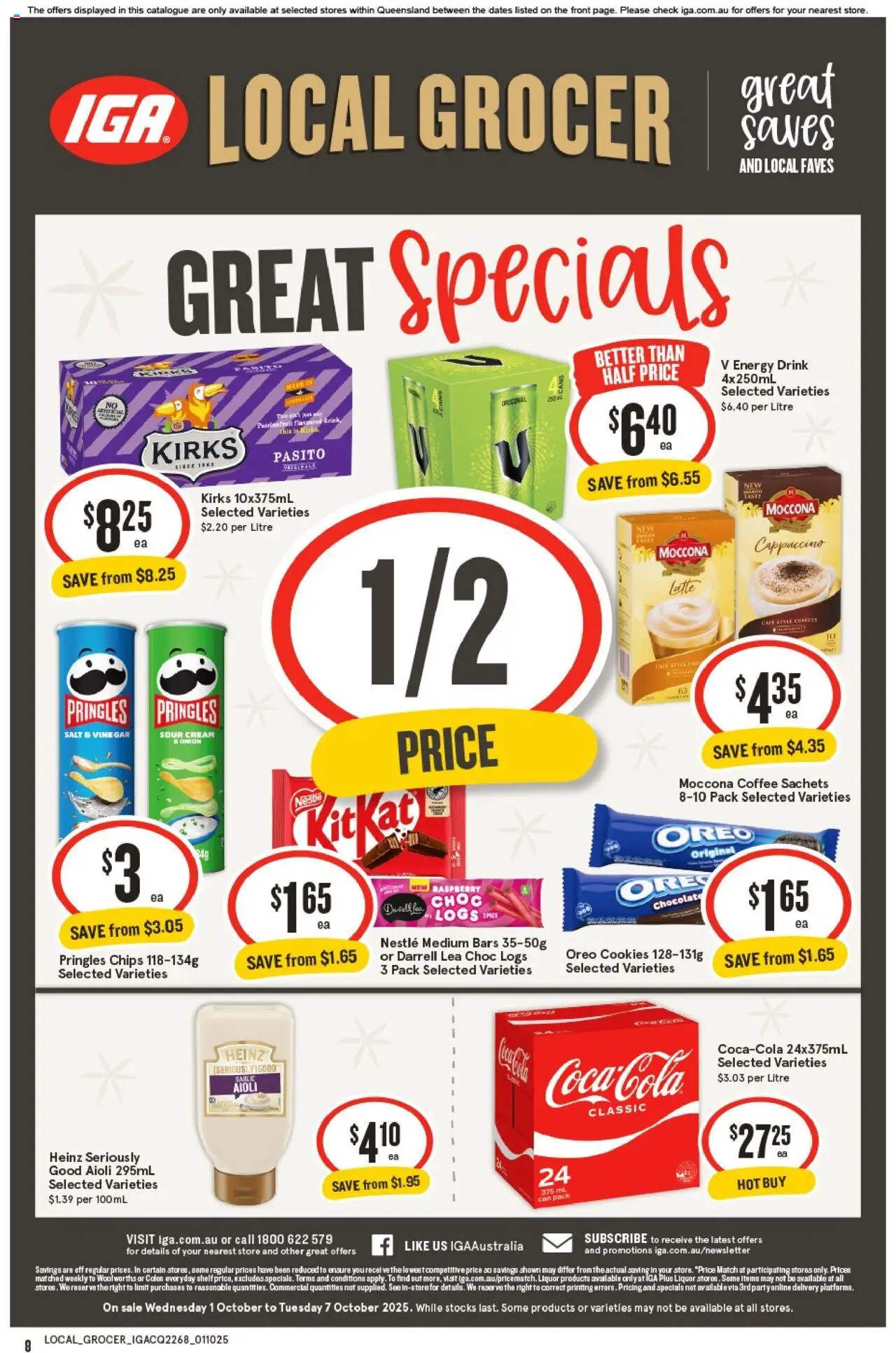 IGA catalogue - valid from 01.10.2025 | Page: 8 | Products: Sour cream, Cream, Salt, Raspberry