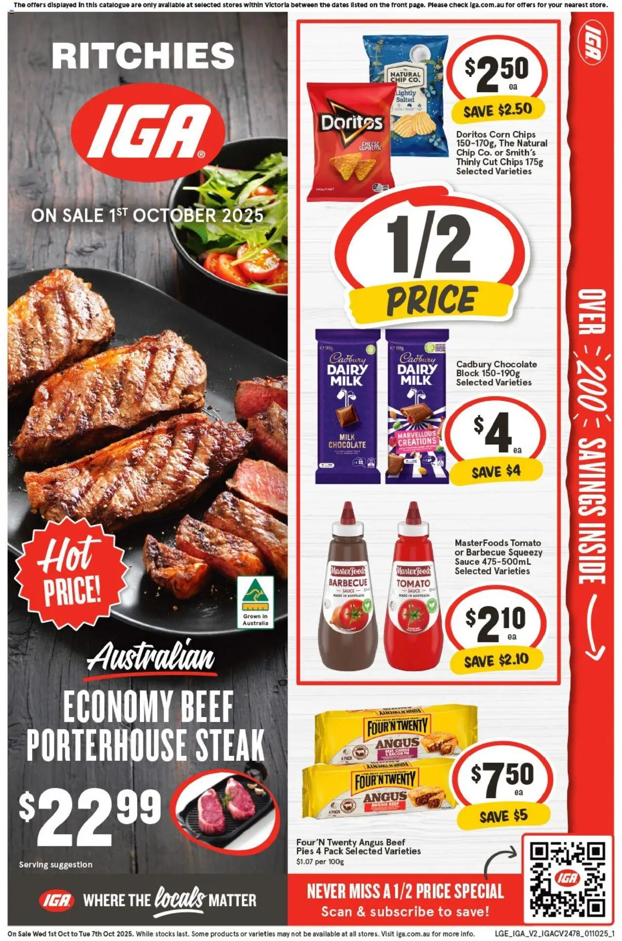 IGA catalogue - valid from 01.10.2025 | Page: 1 | Products: Dairy, Chocolate, Sauce, Pies