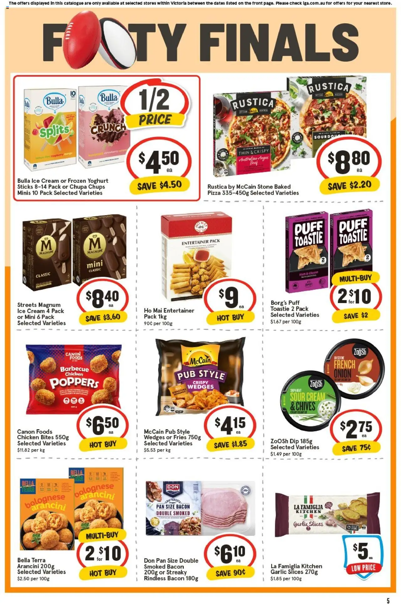 IGA catalogue - valid from 01.10.2025 | Page: 4 | Products: Bacon, Pizza, Ice cream, Raspberry