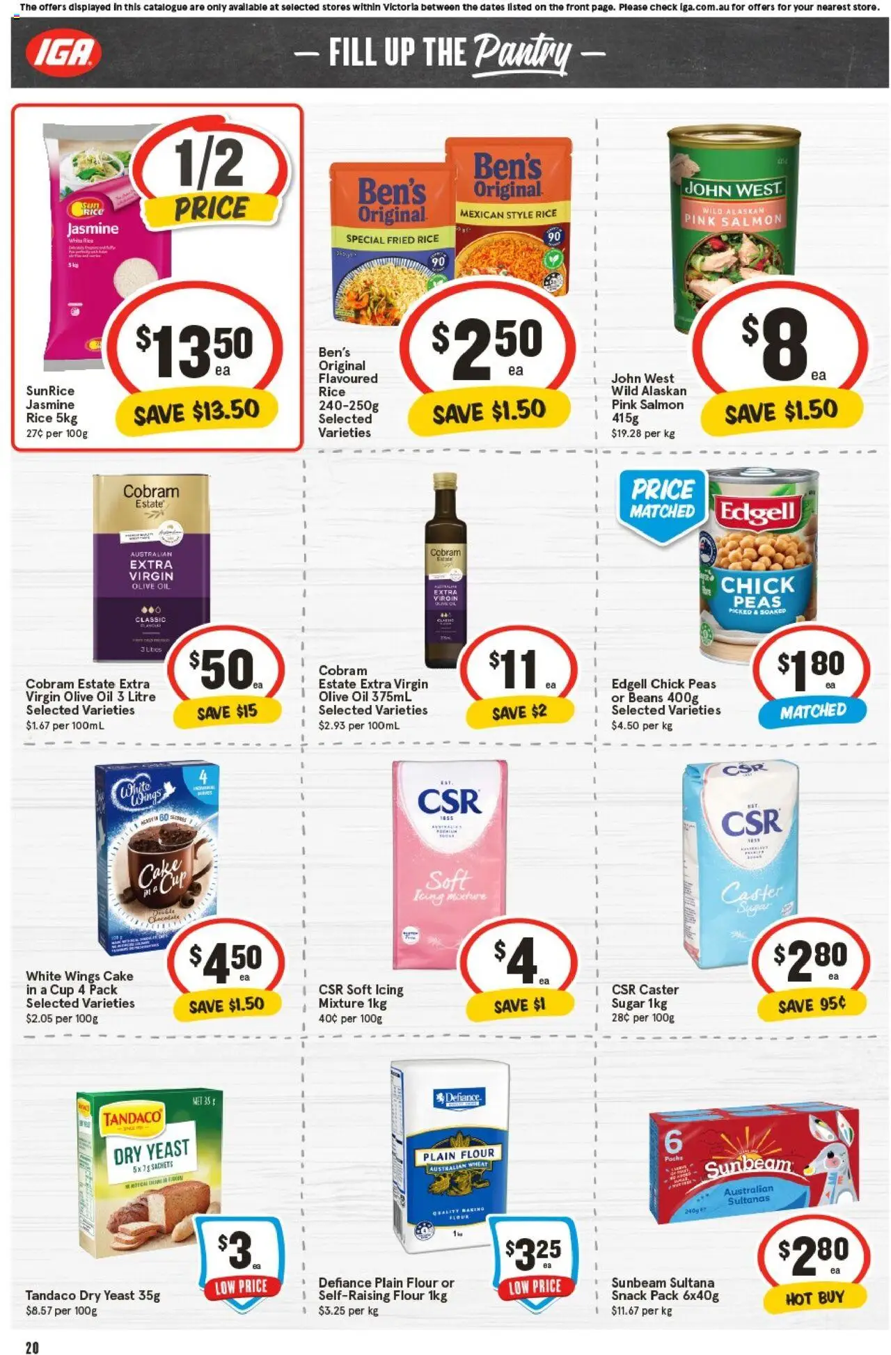 IGA catalogue - valid from 01.10.2025 | Page: 19 | Products: Chocolate, Rice, Olive oil, Salmon