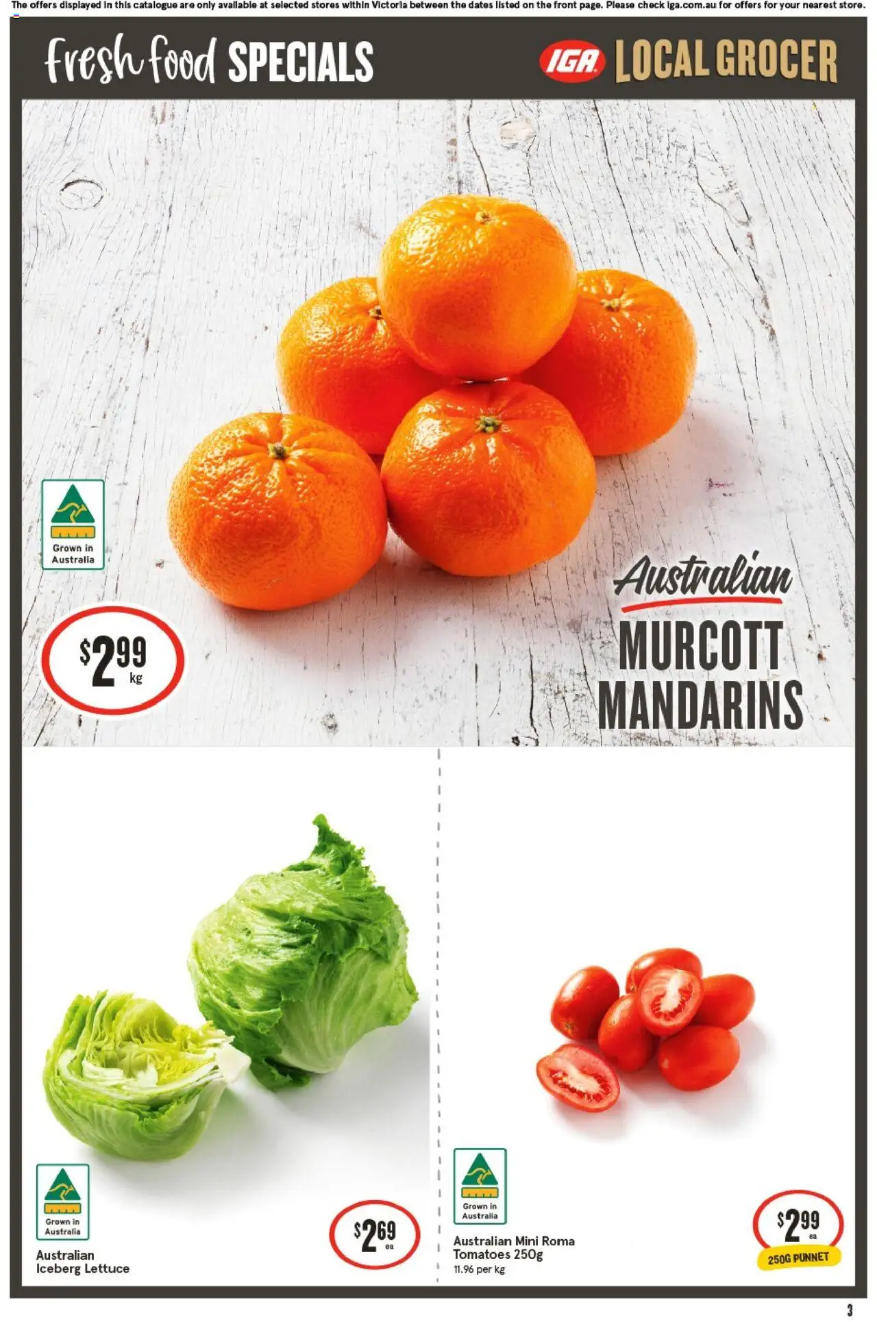 IGA catalogue - valid from 01.10.2025 | Page: 2 | Products: Lettuce, Tomatoes, Mandarins