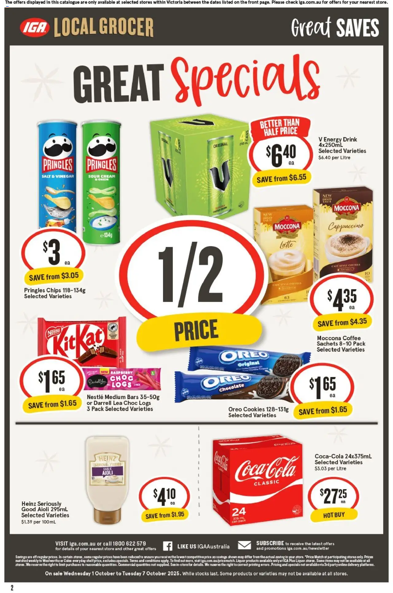 IGA catalogue - valid from 01.10.2025 | Page: 8 | Products: Energy drink, Coffee, Sour cream, Cream