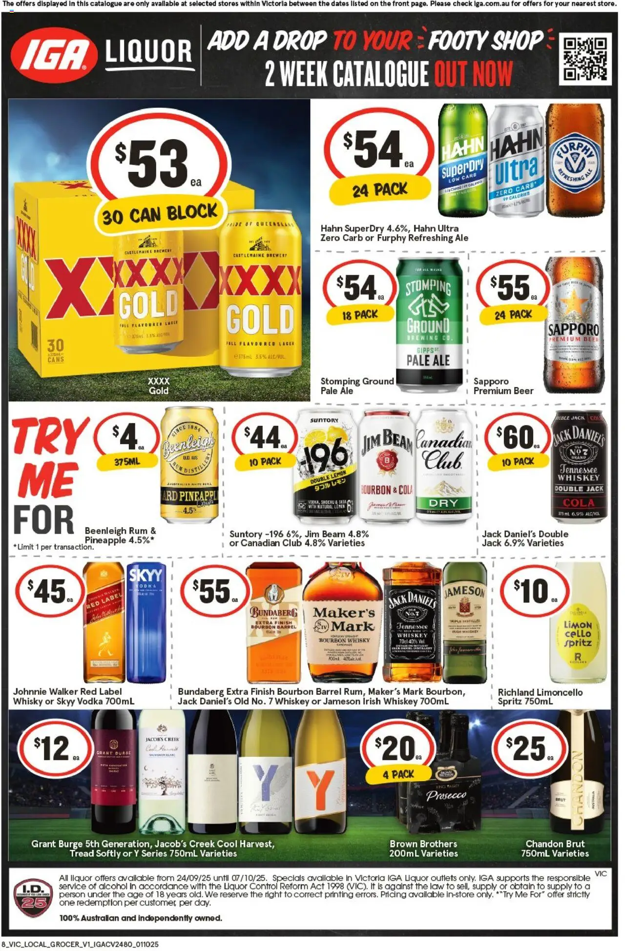 IGA catalogue - valid from 01.10.2025 | Page: 7 | Products: Pineapple, Bourbon, Vodka, Whiskey