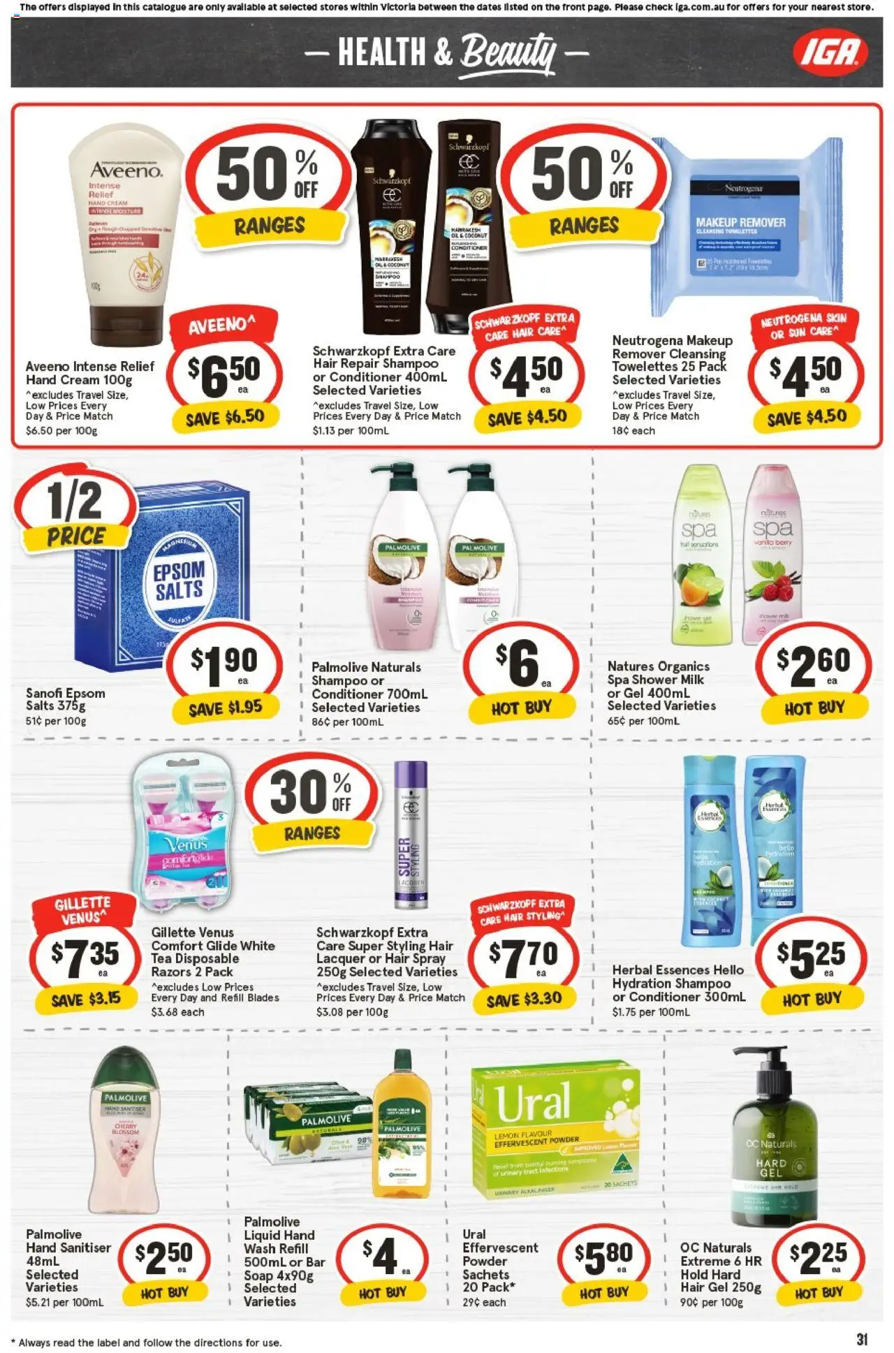 IGA catalogue - valid from 01.10.2025 | Page: 30 | Products: Shampoo, Oil, Makeup, Hand sanitiser IGA catalogue - valid from 01.10.2025 | Page: 30 | Products: Shampoo, Oil, Makeup, Hand sanitiser