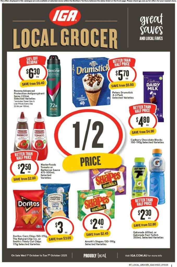 ﻿IGA catalogue valid starting 01 October local grocer