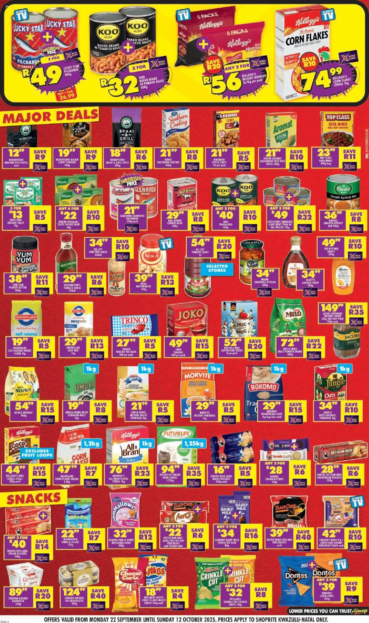 New Shoprite catalogue – valid from 22.09.2025 | Page: 4 | Products: Jam, Butter, Chips, Sauce