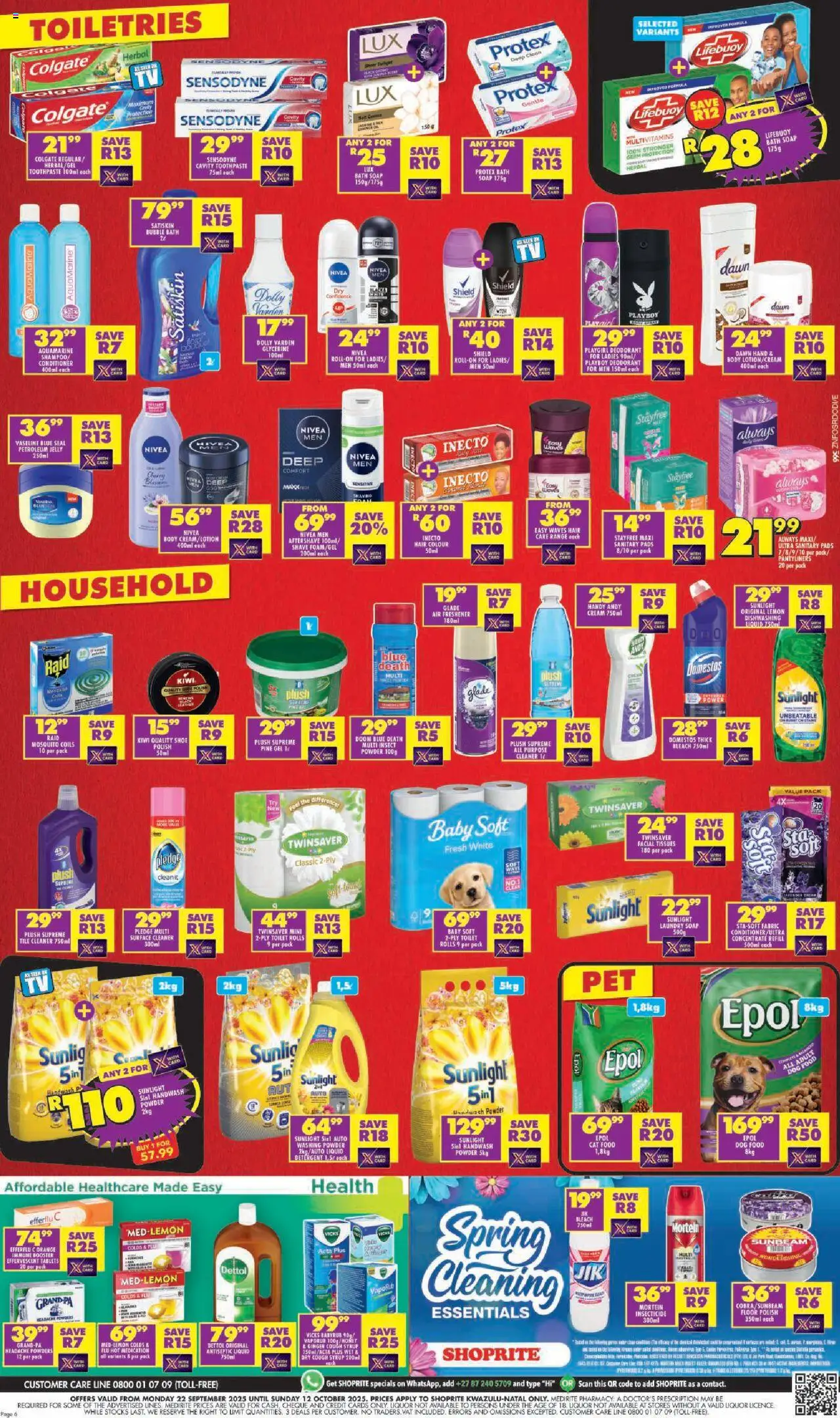 New Shoprite catalogue – valid from 22.09.2025 | Page: 6 | Products: Surface cleaner, Hair colour, Cream, Syrup