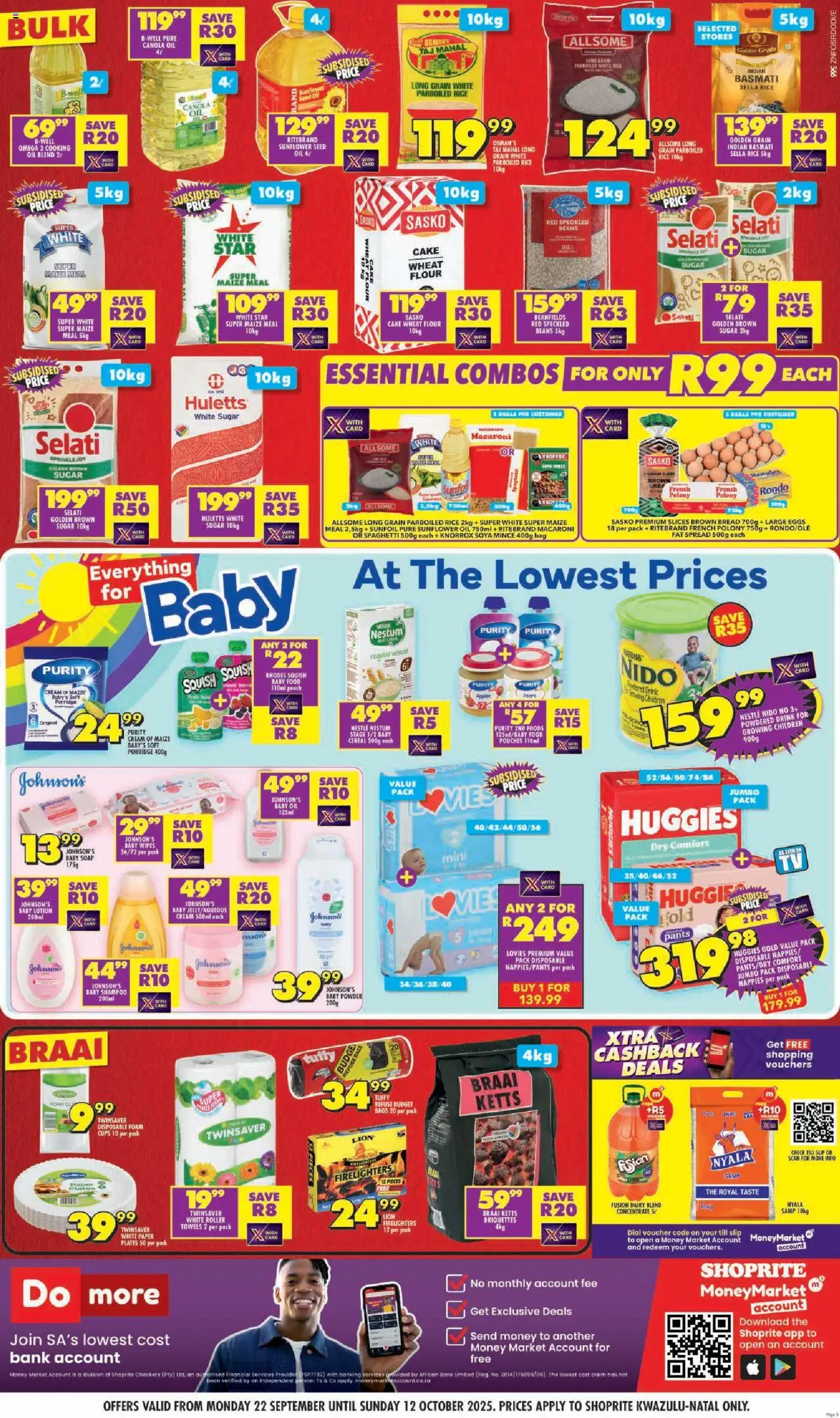 New Shoprite catalogue – valid from 22.09.2025 | Page: 5 | Products: Bread, Soap, Soya mince, Sugar