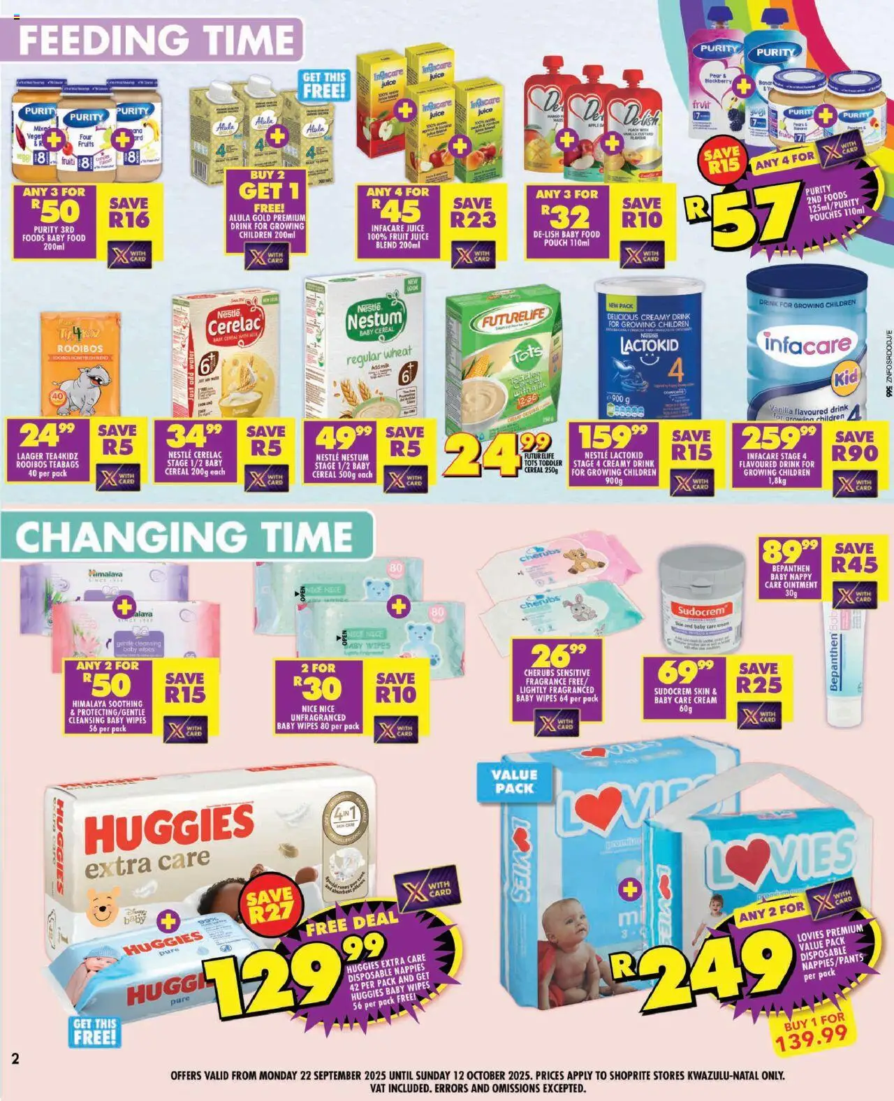 New Shoprite catalogue – valid from 22.09.2025 | Page: 2 | Products: Juice, Cream, Fruit, Nappies