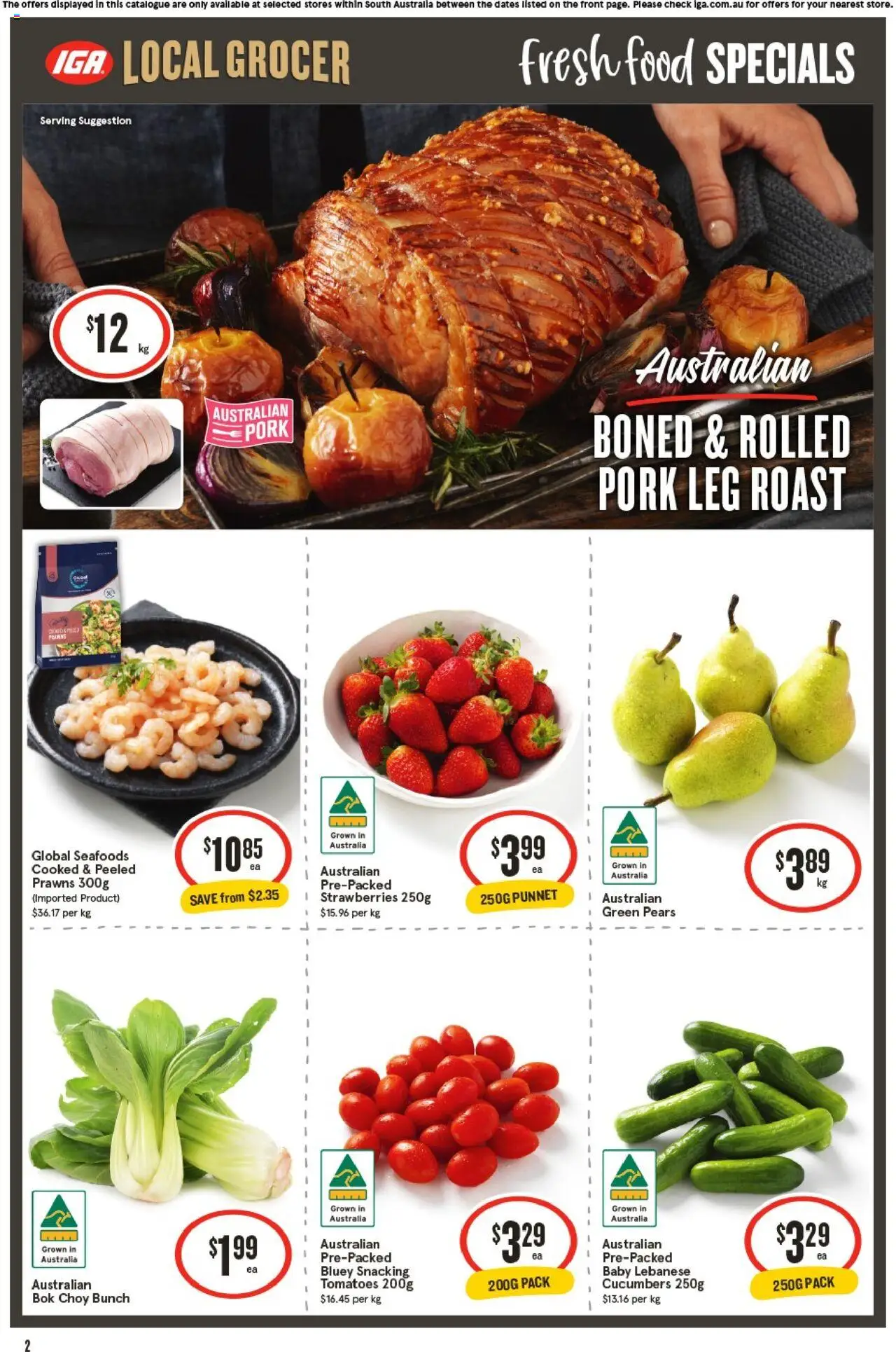 IGA catalogue - valid from 01.10.2025 | Page: 2 | Products: Pork, Tomatoes, Strawberries, Cucumbers