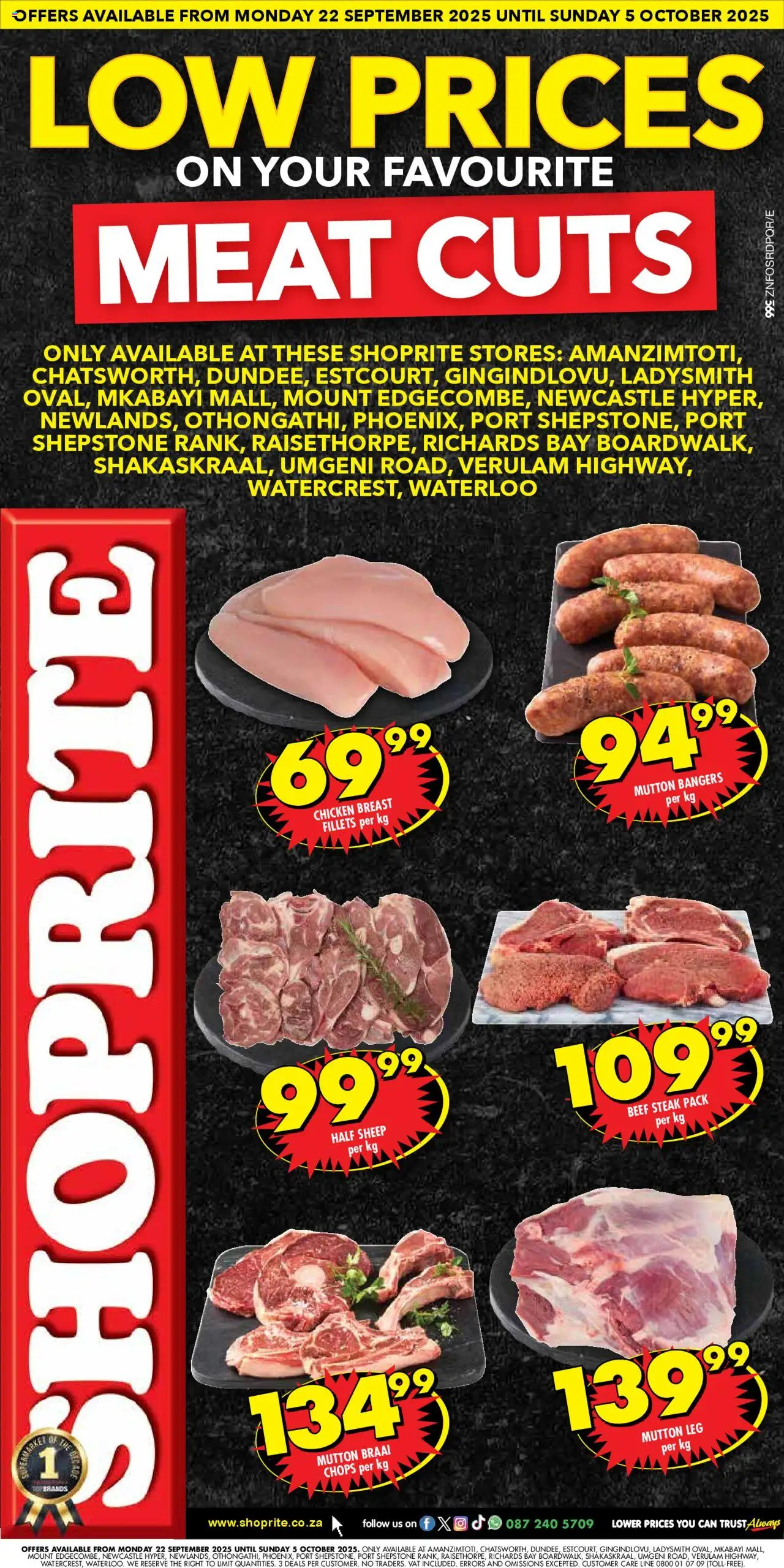 Shoprite KwaZulu-Natal – Low Price Meat Exclusive (22/09/2025 – 05/10/2025) → Online Catalogue